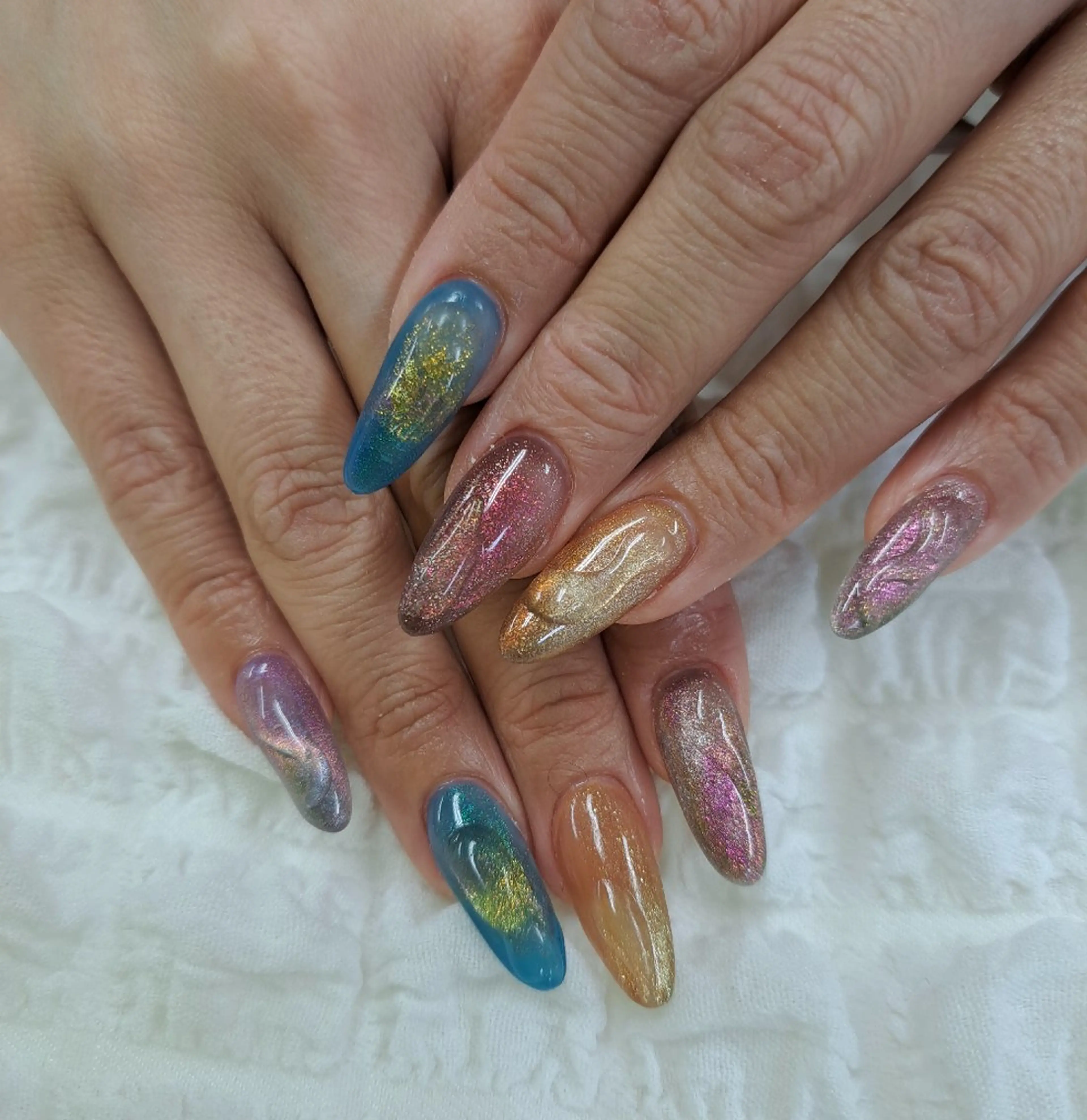 ネイル チークネイル フレンチネイル ジェルネイル ガーリー ハート 河野ちえ (雑誌掲載サロン)のネイルデザイン