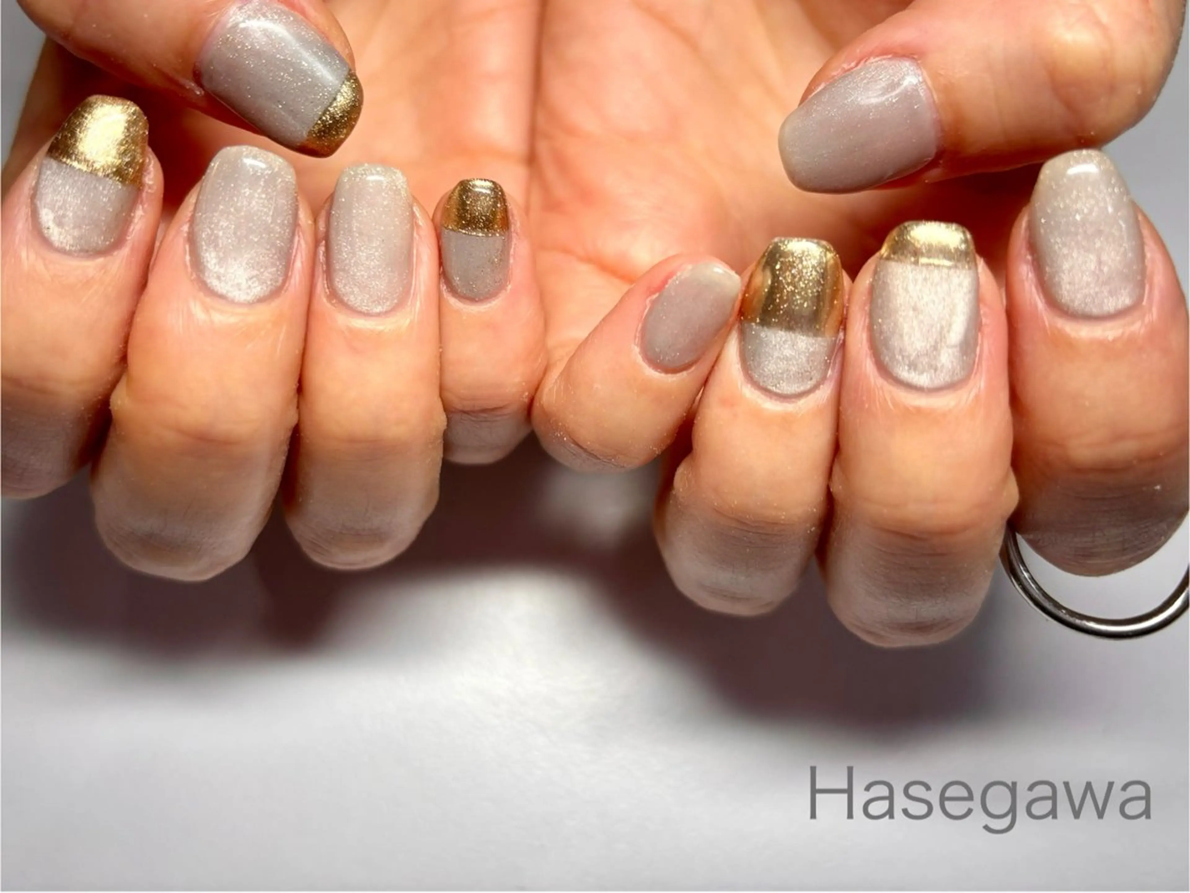 ネイル アートネイル マグネットネイル ミラーネイル シルバー ハンドネイル DROP所属・DROP 長谷川のネイルデザイン