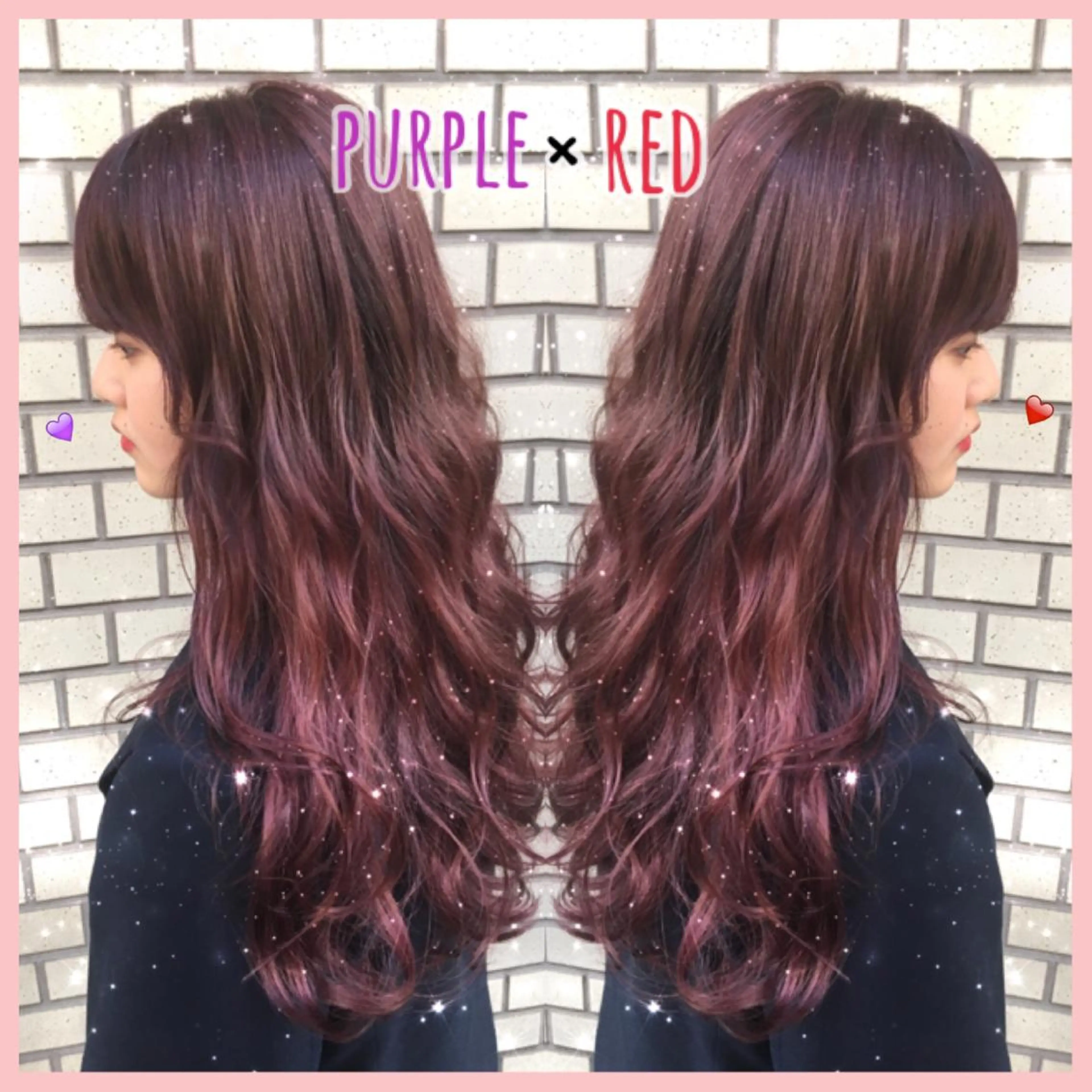 セミロング ロング カラー パープルカラー 韓国ヘア得意❤︎森澤 悠佳のヘアスタイル
