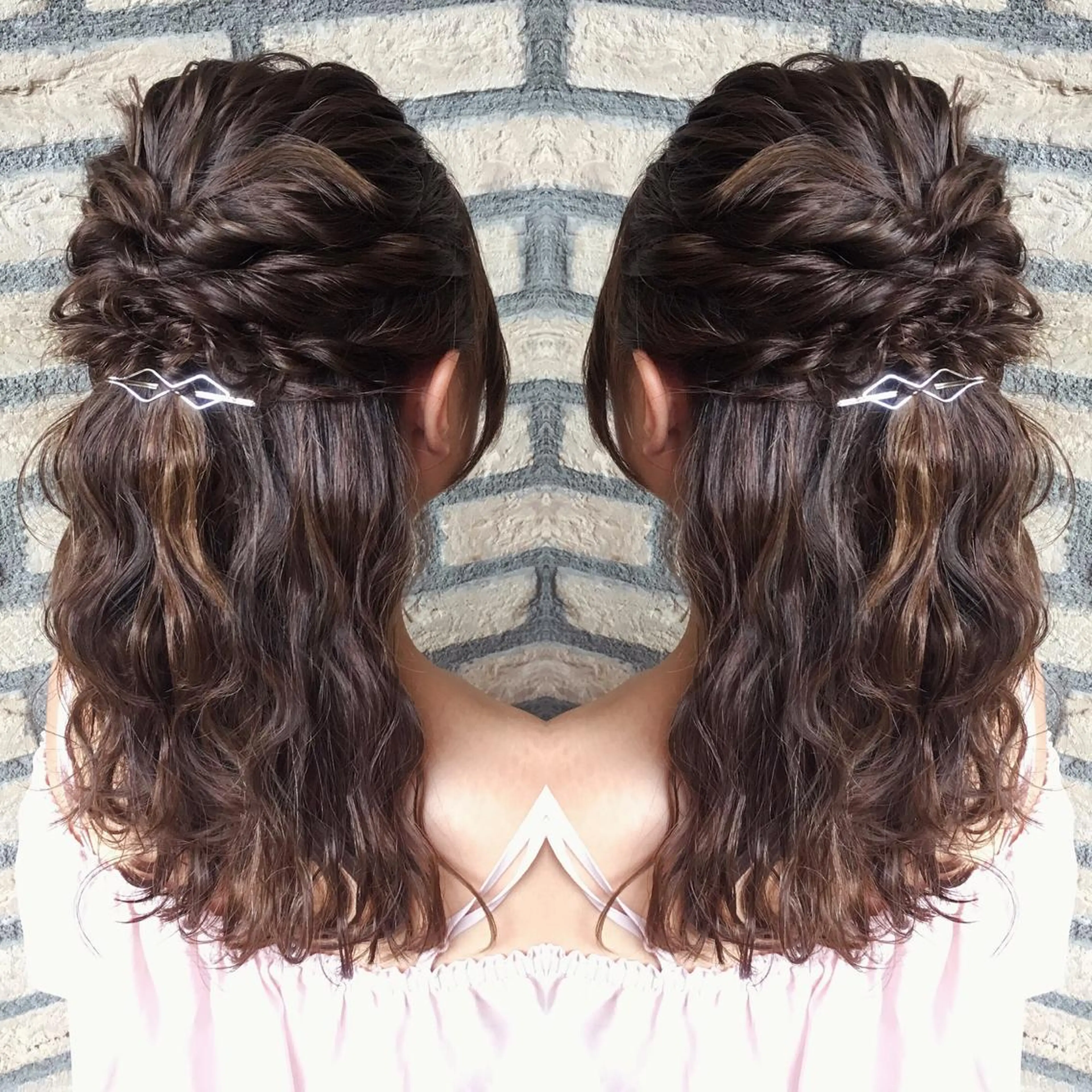 ヘアアレンジ ハーフアップ ヘアセット SALON DE KIKUCHI 本店所属・菊池 栄里奈のヘアスタイル