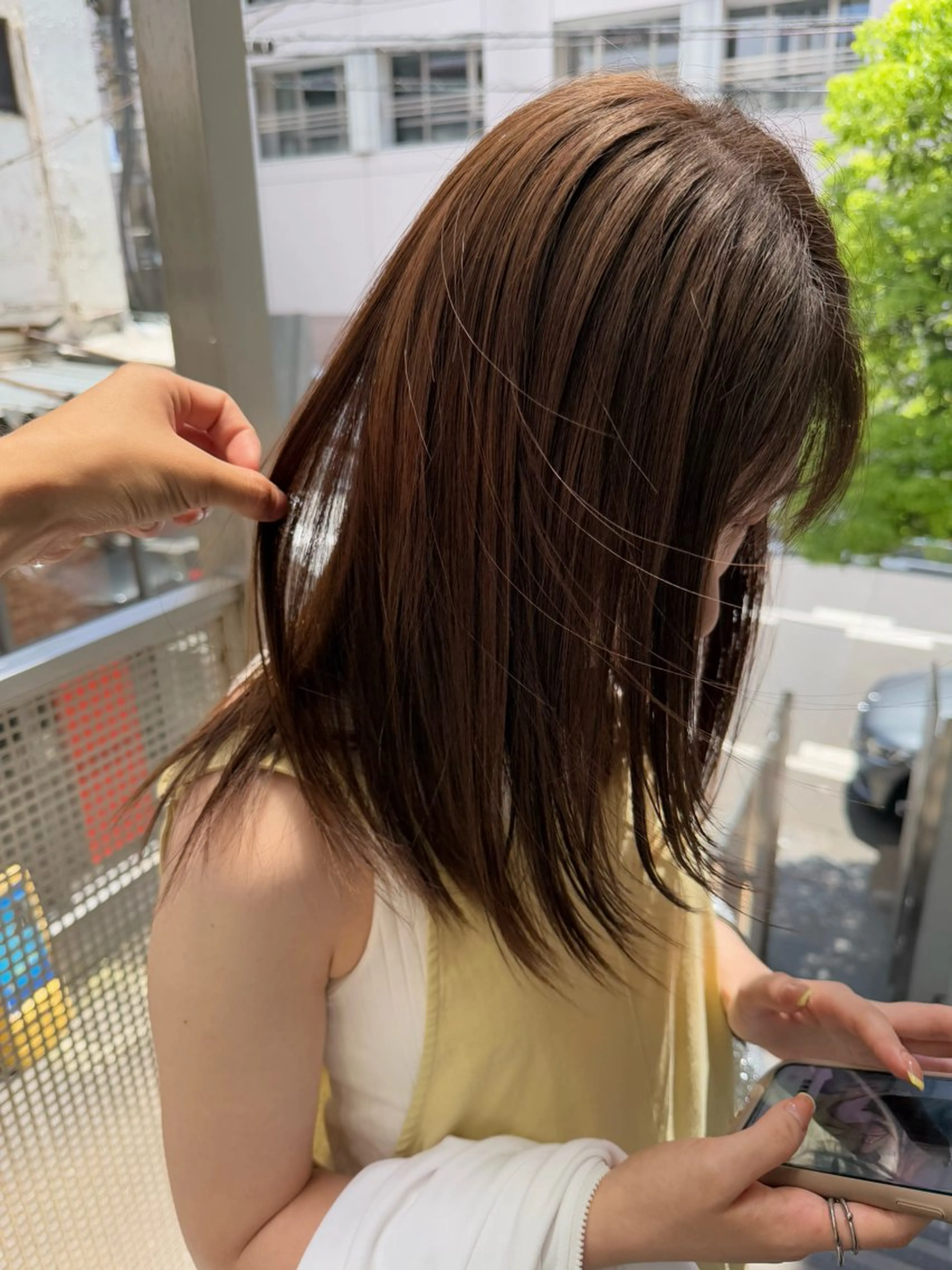 ミディアム カラー パーマ 髪質改善 縮毛矯正 トリートメント カット ヘアカラー トリートメント 國井 廉のヘアスタイル