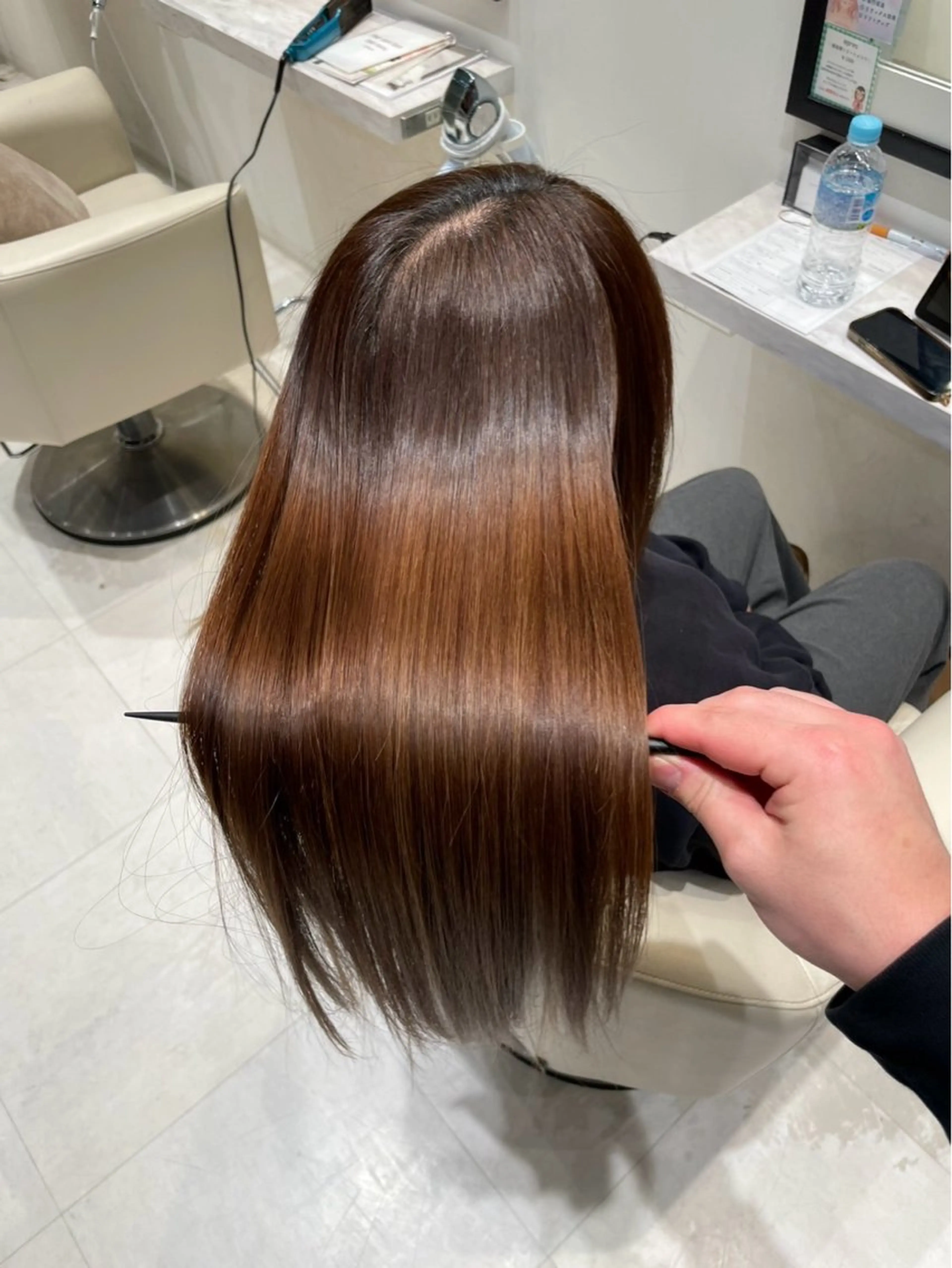 ロング パーマ 縮毛矯正 トリートメント k-twoたき✨艶感 カラー／美髪矯正のヘアスタイル