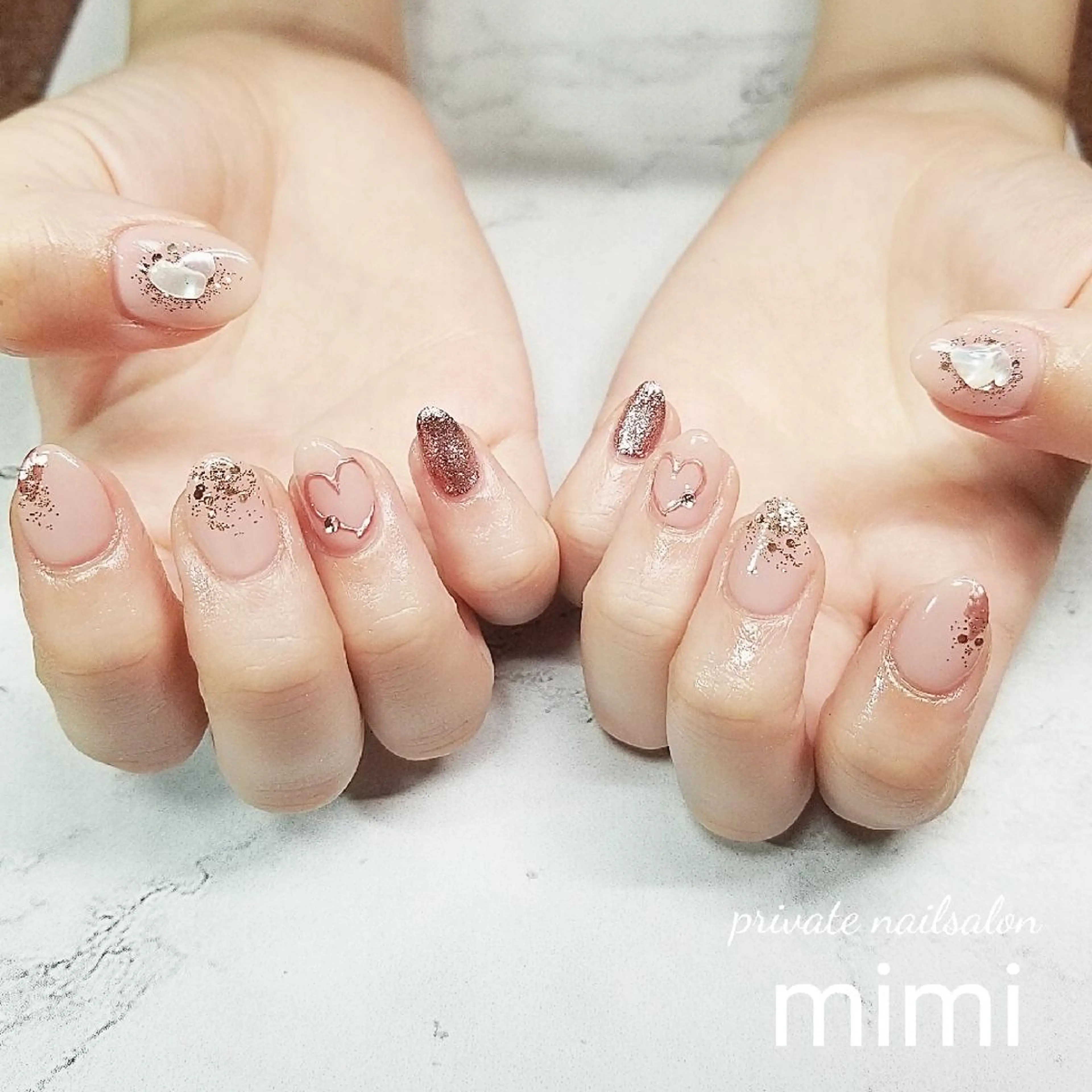 ネイル ピンク ブライダルネイル 博多ネイル ｍｉｍｉのネイルデザイン