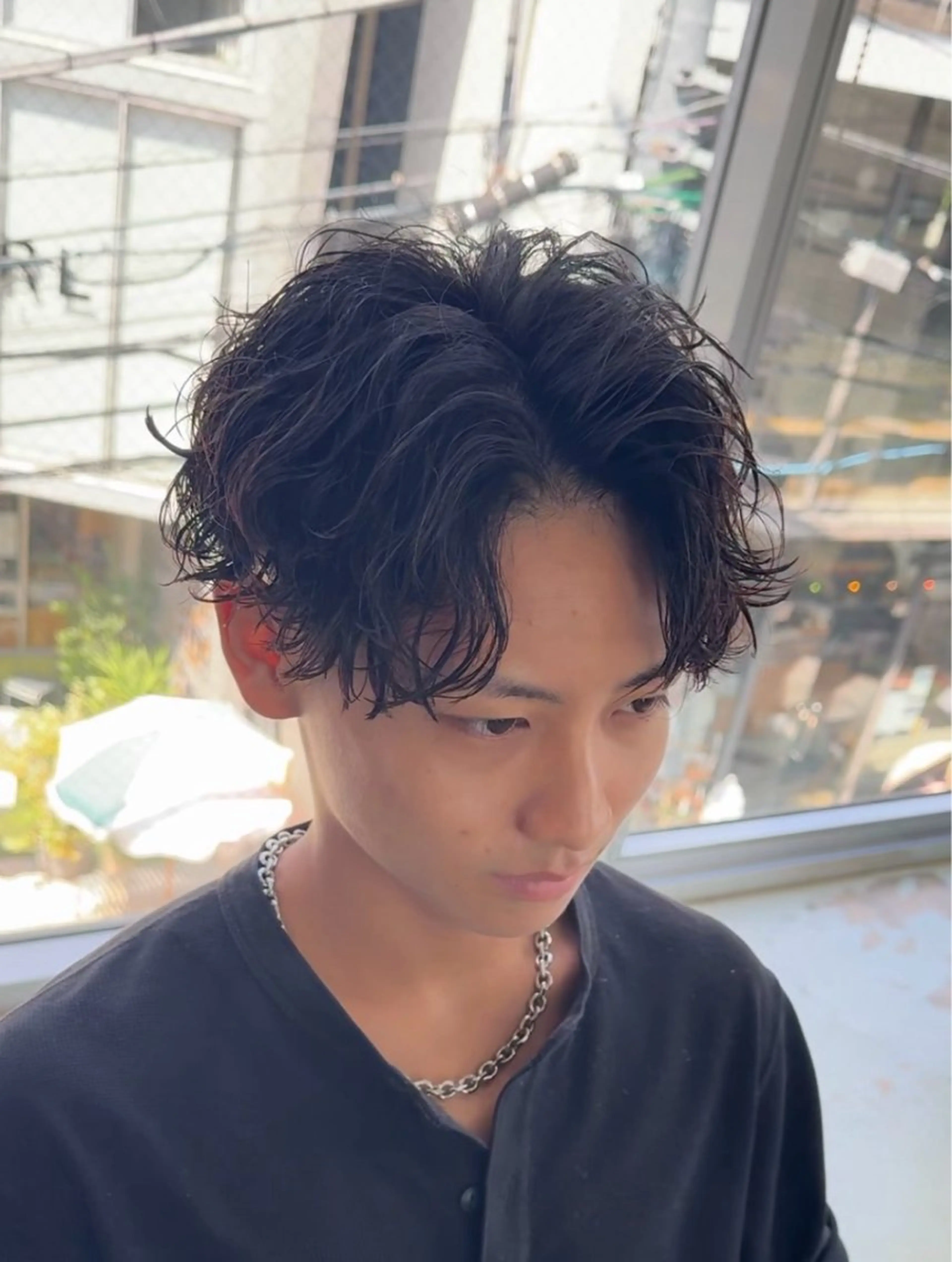 パーマ メンズ センターパート 波巻きパーマ カット パーマ ヘアセット fifth 原宿店所属・fifth原宿 今村圭一のヘアスタイル