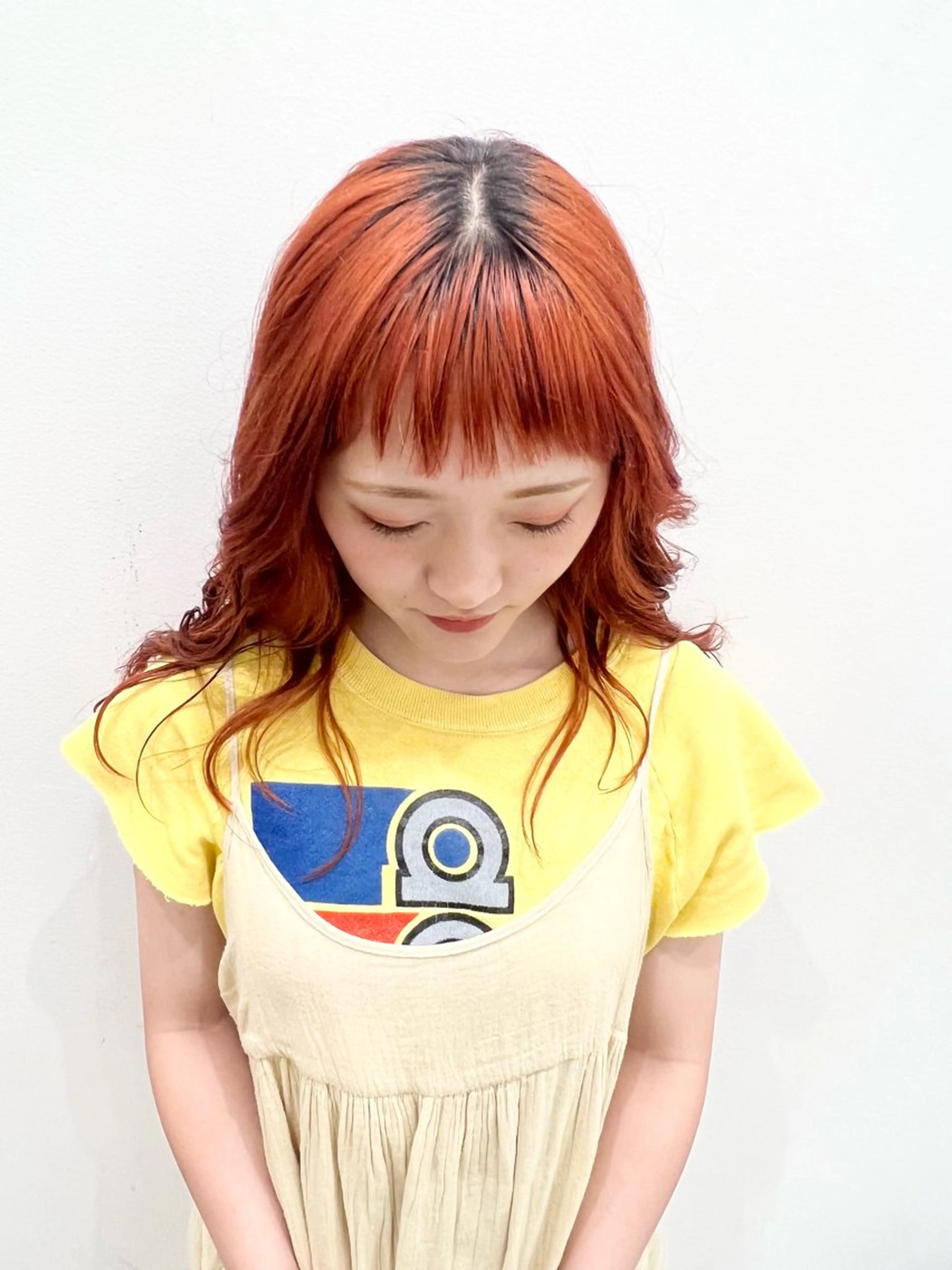 ロング カラー ブリーチ ハイトーンカラー オレンジ ロング 似合わせカット🫧 /パーマRINAのヘアスタイル