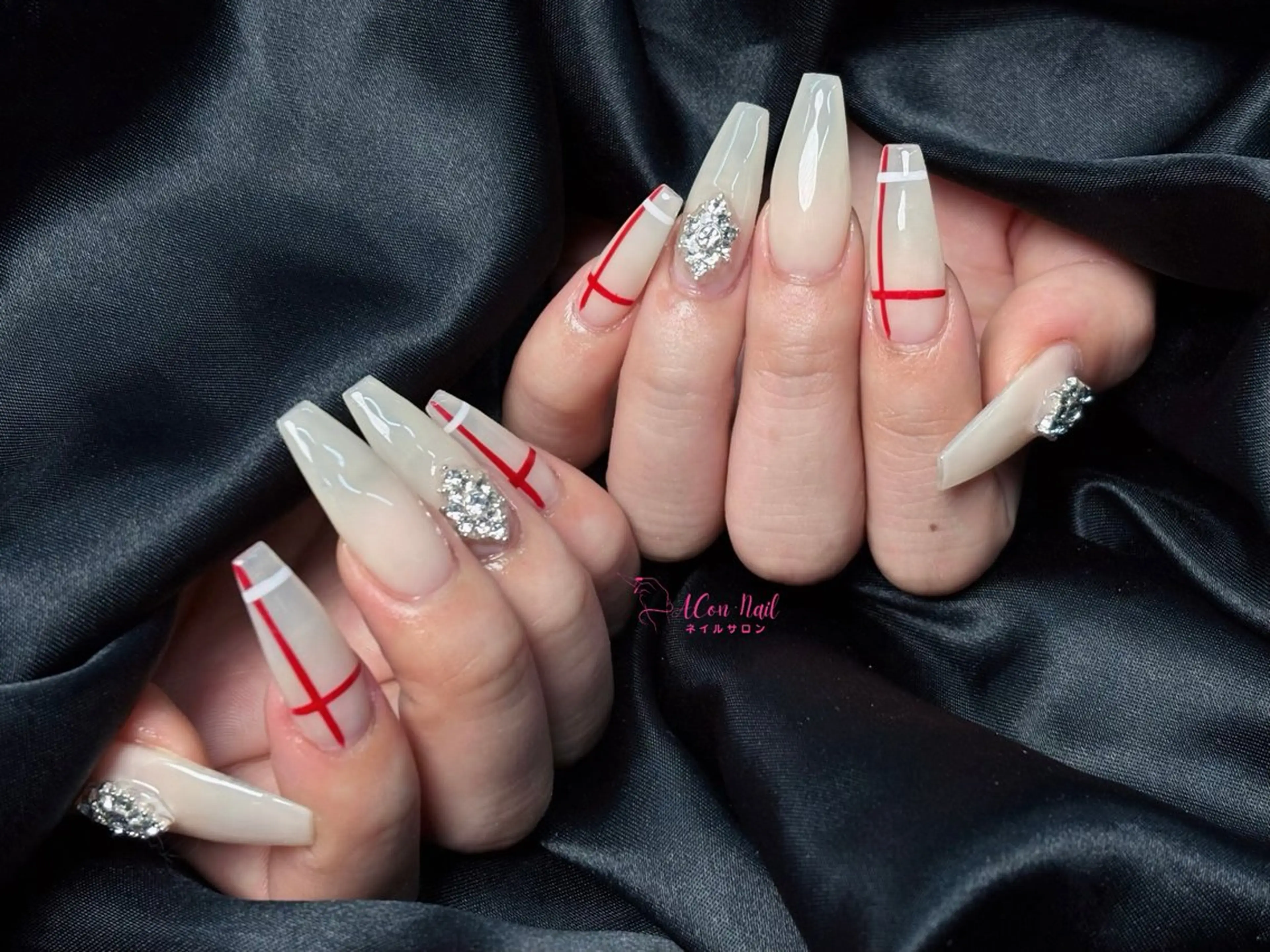 ネイル 桜ネイル 長さ出し フラワーネイル フレンチネイル ジェルネイル ハンドネイル AConNailSalon所属・ACon NailSalonのネイルデザイン