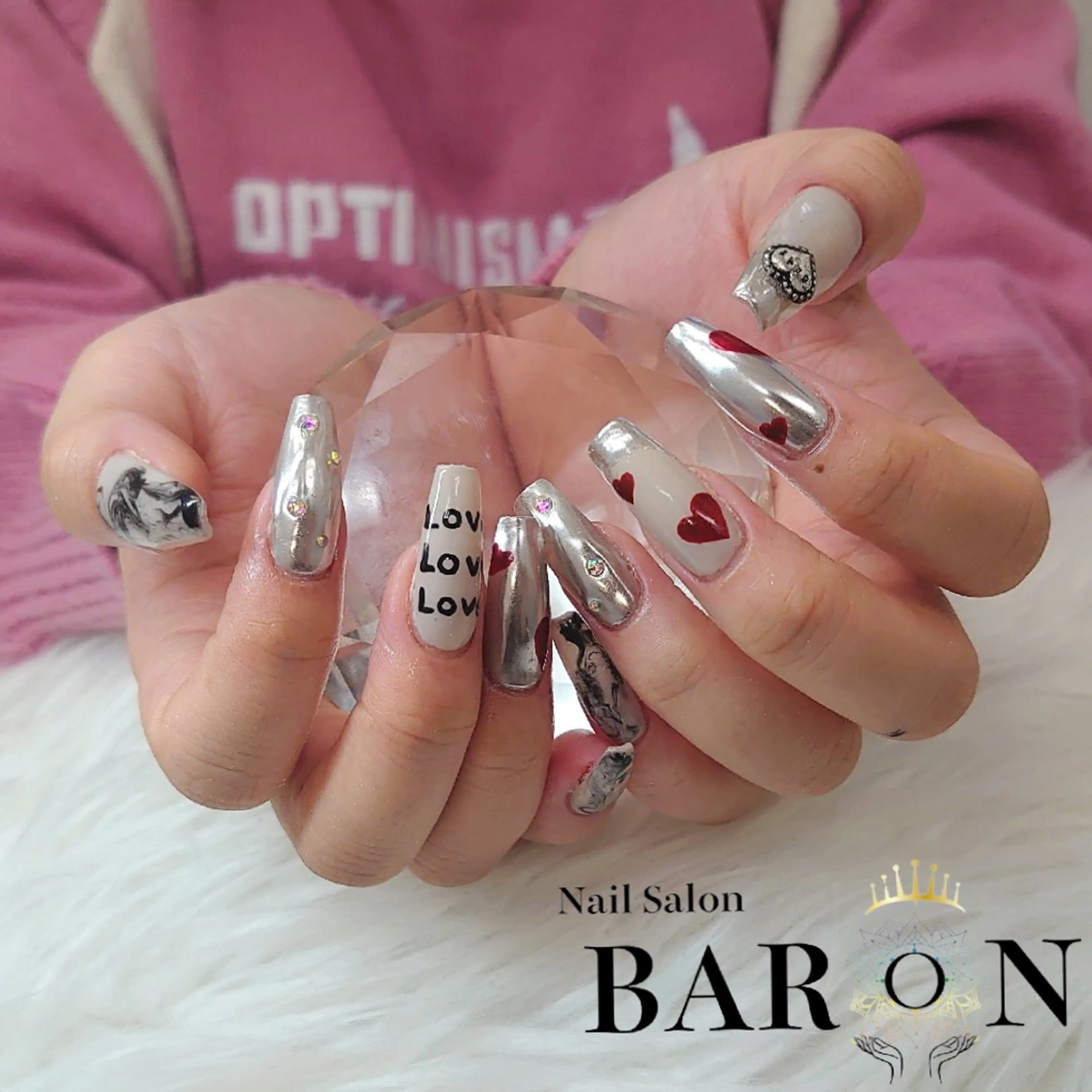 ネイル アートネイル ミラーネイル 持ち込み スカルプネイル ♛BARON♛ AOIのネイルデザイン