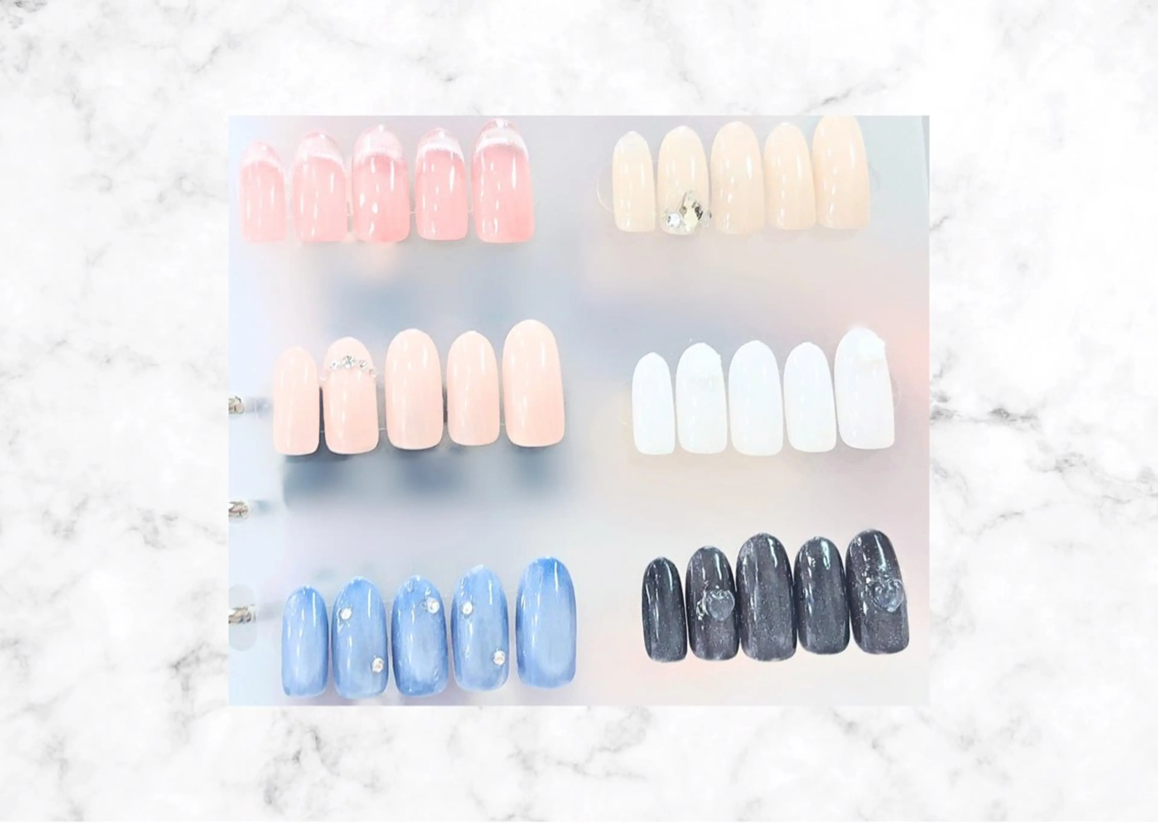 ネイル フレンチネイル ハート 韓国ネイル マグネットネイル マグネットフレンチ ハンドネイル バストアップサロン LUNAのネイルデザイン