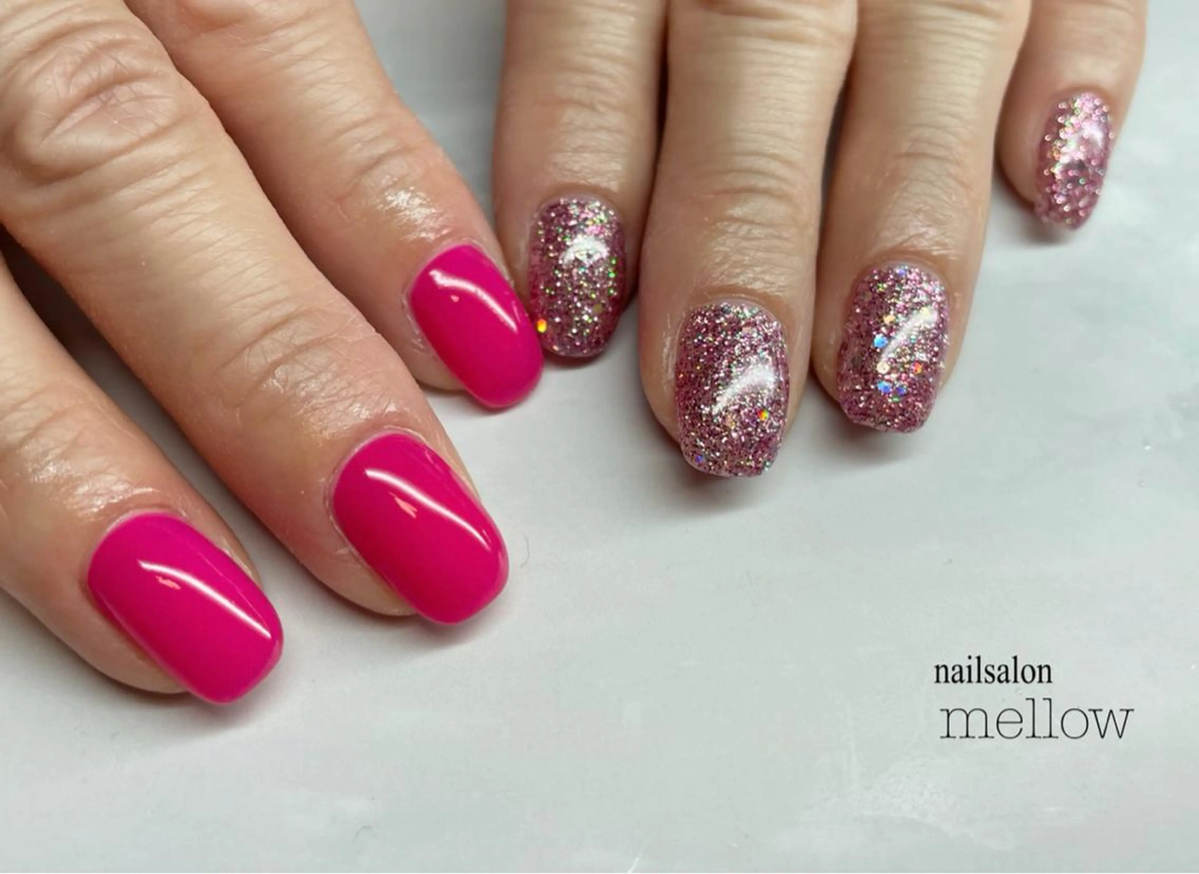 ネイル ラメ(グリッター) ピンク 大山 浩美のネイルデザイン