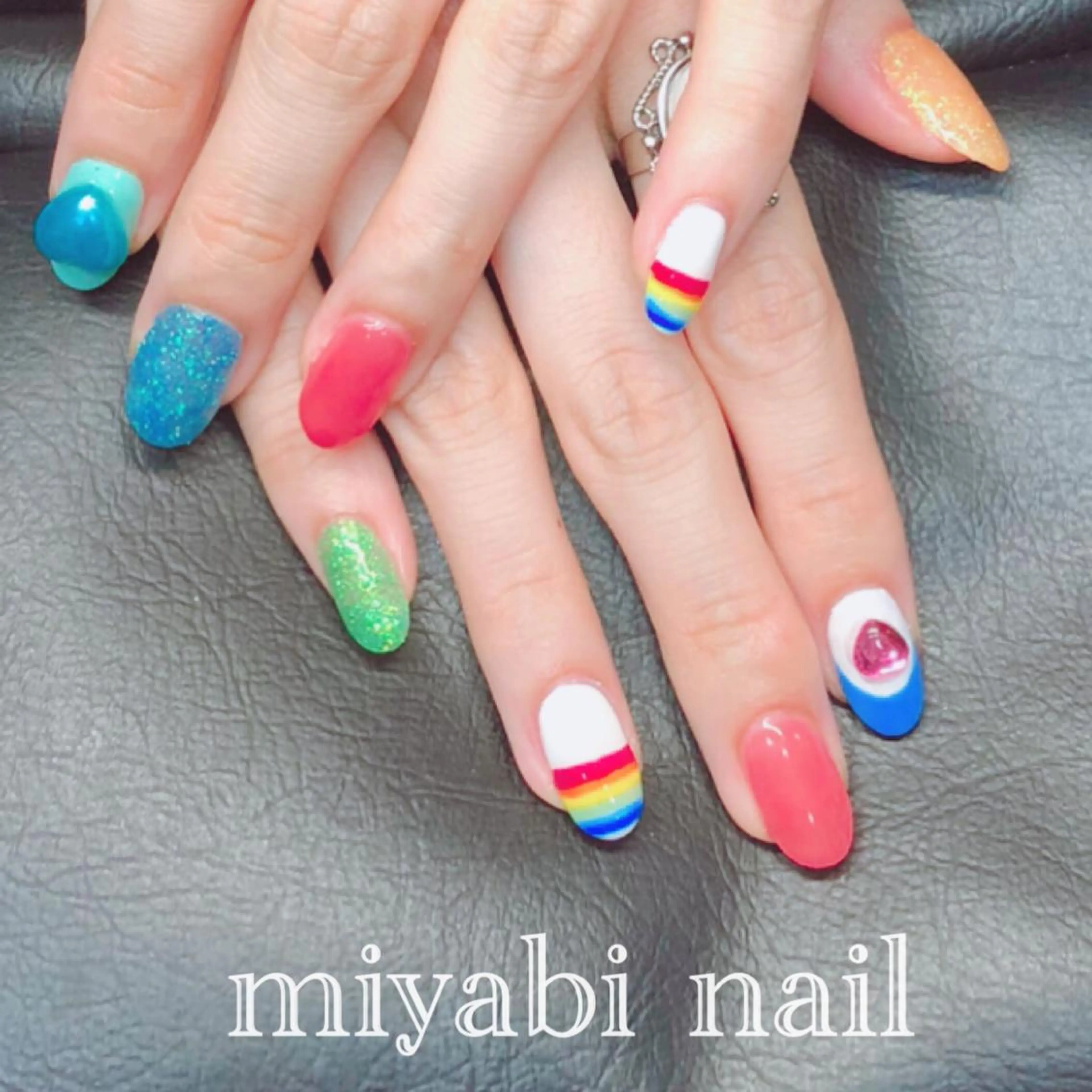 ネイル アートネイル ハート 持ち込み miyabi nail 桂川駅近くのネイルデザイン