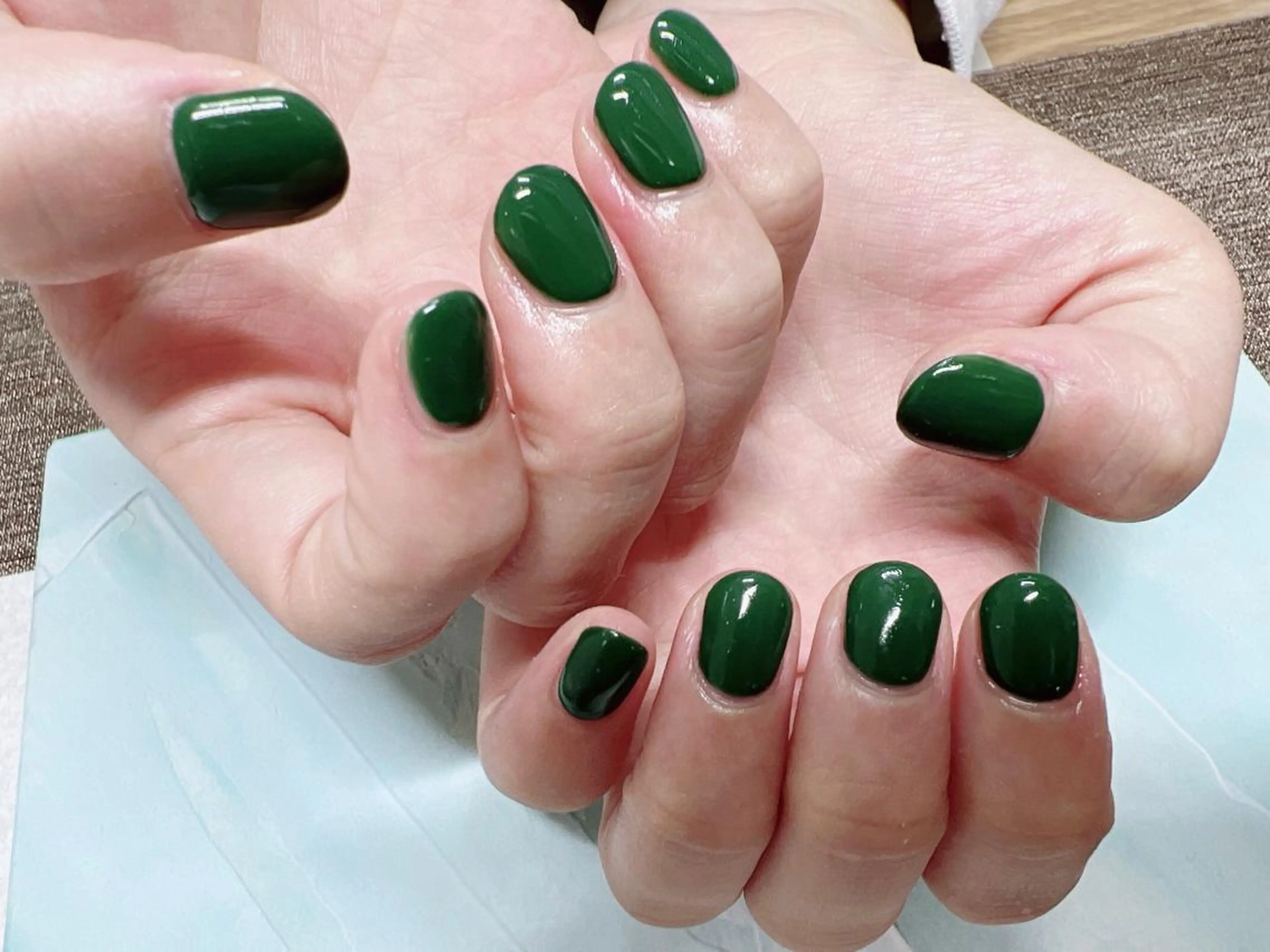 ネイル グリーン ハンドネイル Mogu nail 二子玉川のネイルデザイン