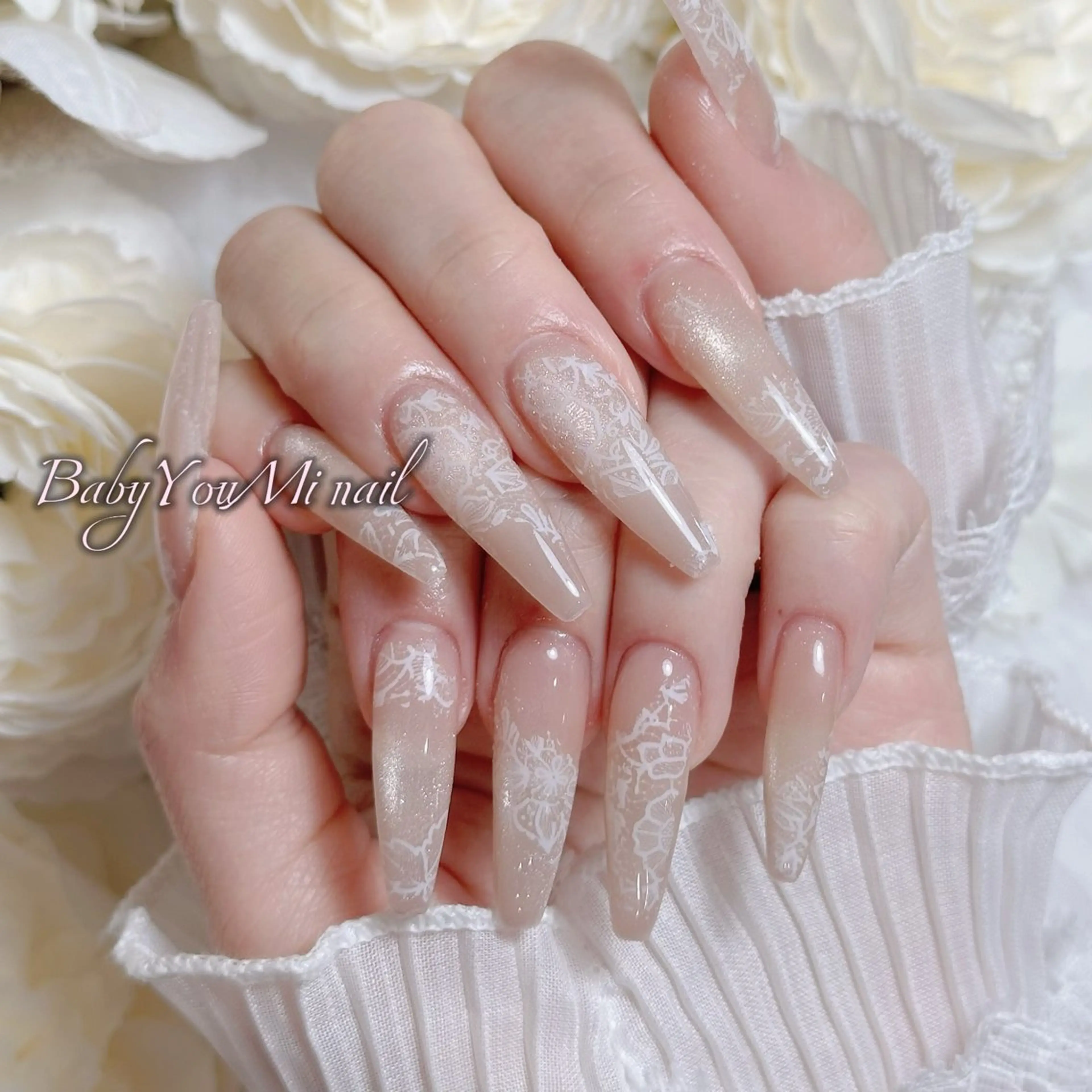 ネイル オーロラネイル チークネイル 成人式 フットネイル フレンチネイル ハンドネイル BabyYouMi nailのネイルデザイン