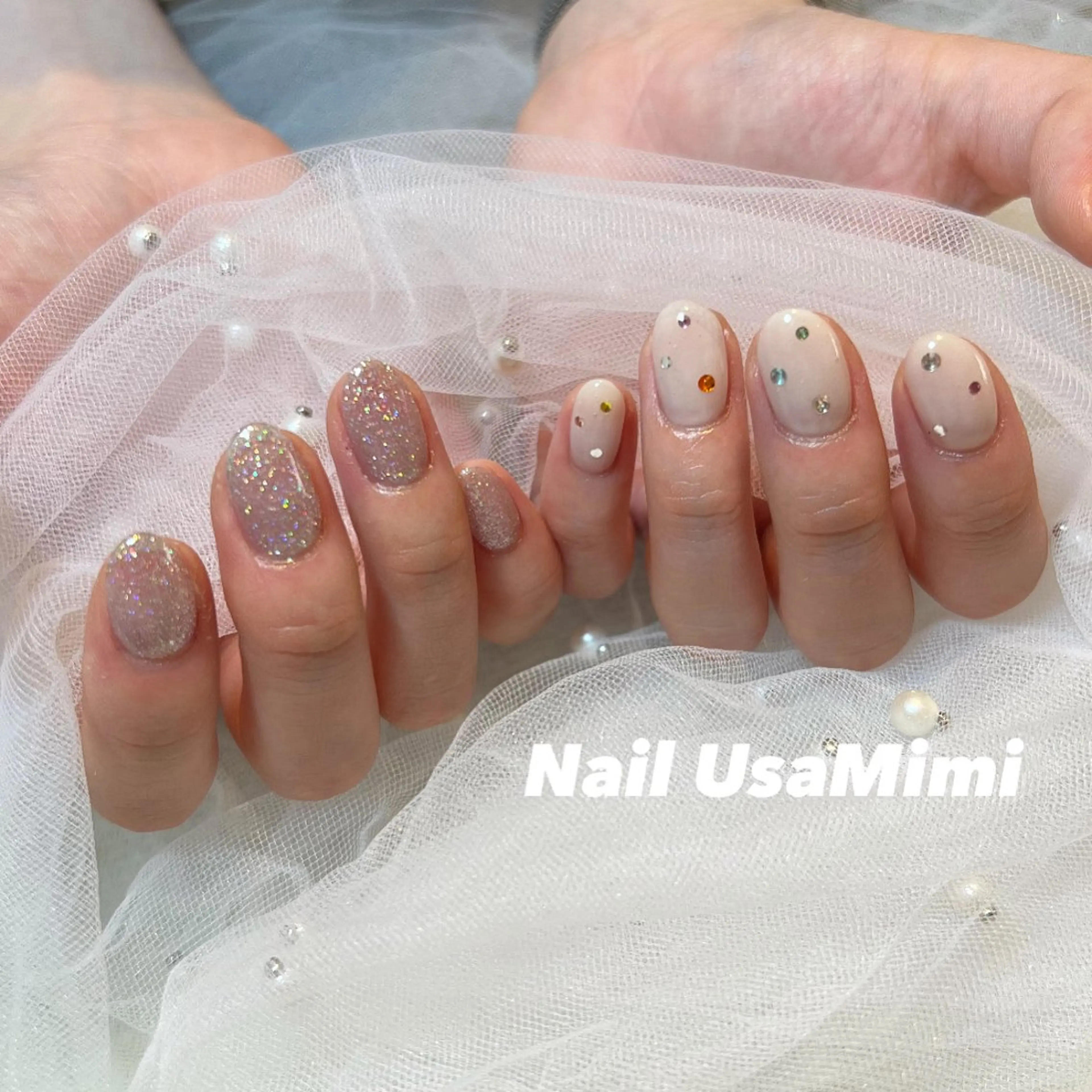 ネイル アートネイル オーロラネイル チークネイル フレンチネイル ジェルネイル 本町NailUsa Mimi RIKOのネイルデザイン