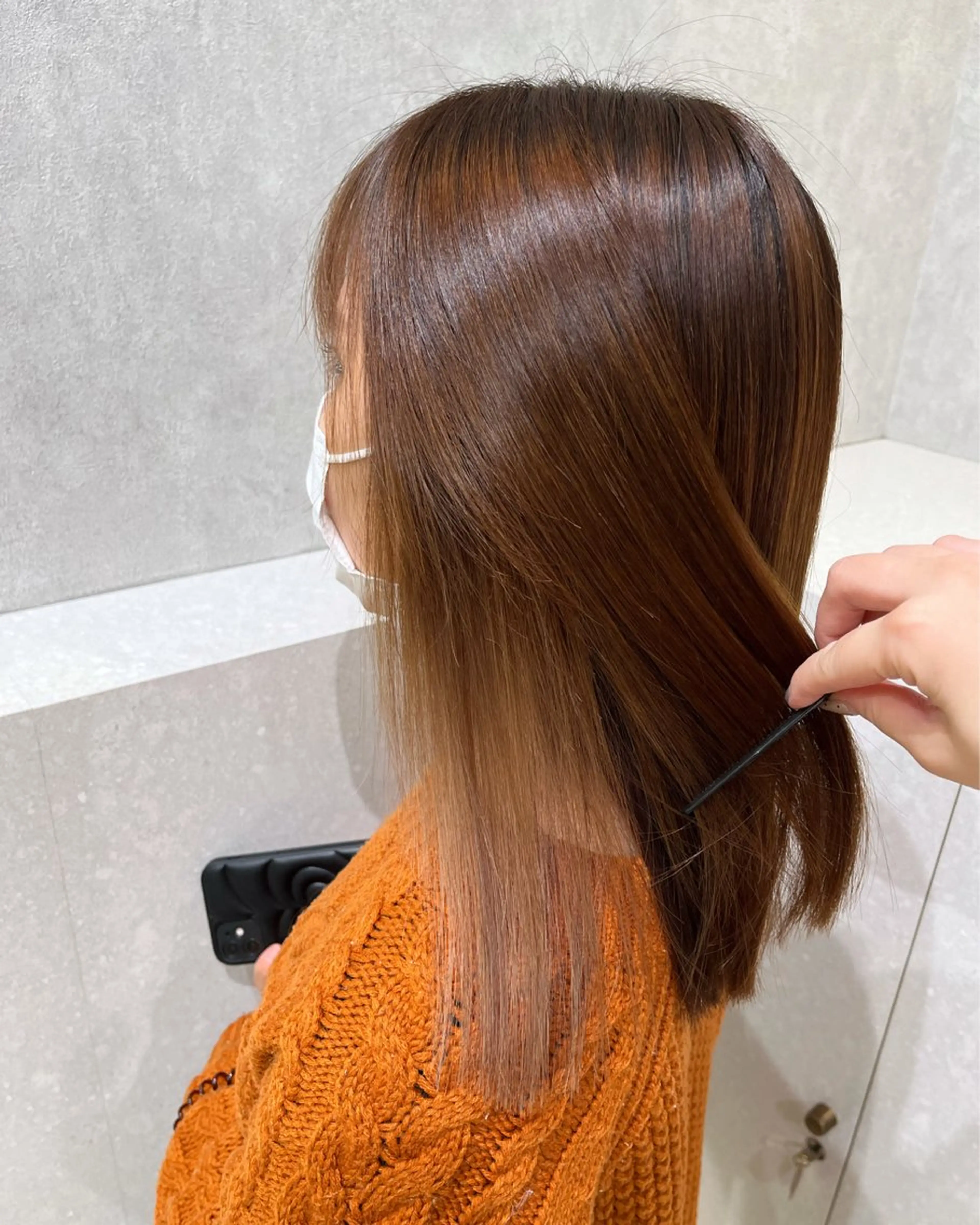 セミロング カラー カット ヘアカラー トリートメント 韓国ヘア🇰🇷透明 感カラー/yui💞のヘアスタイル