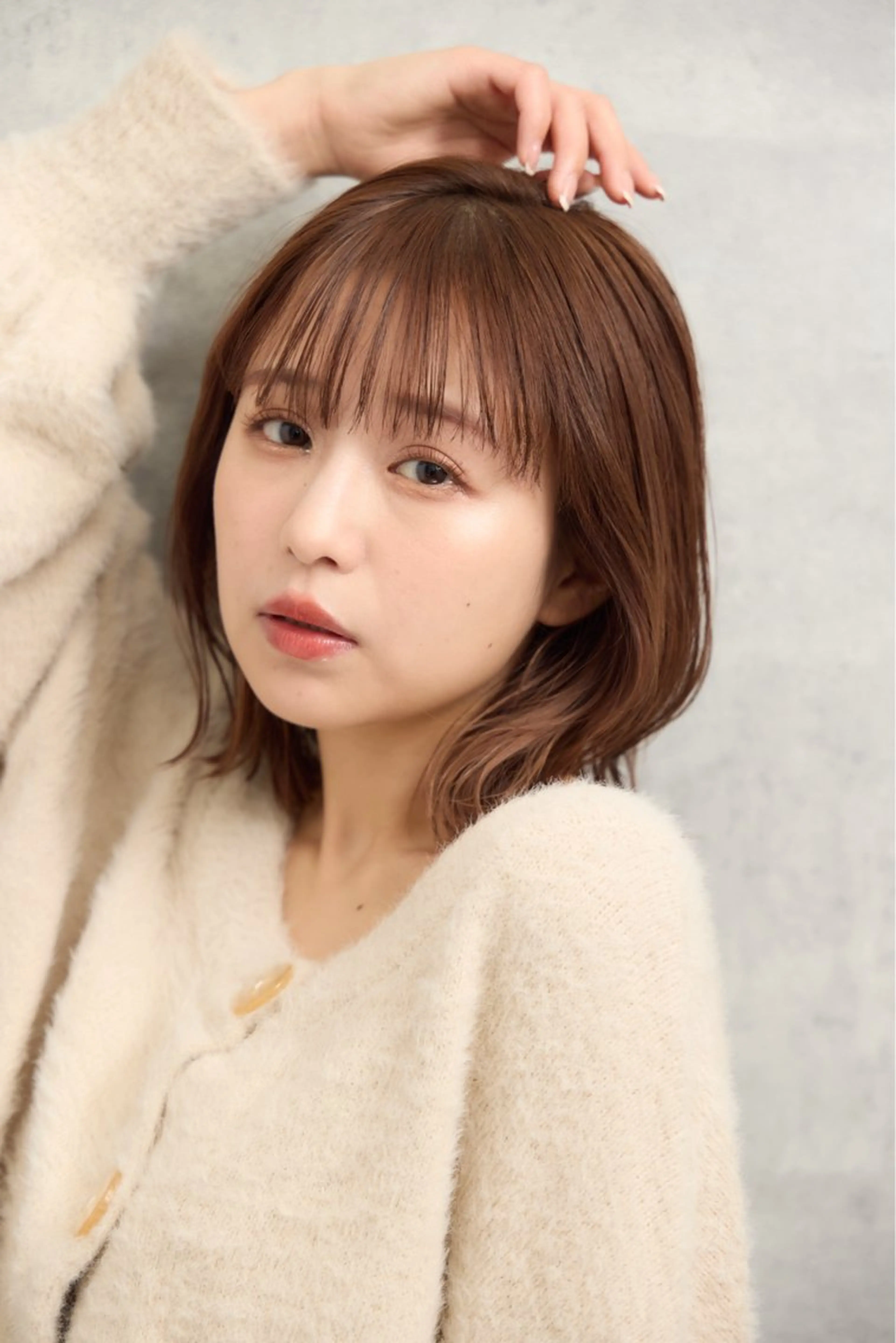 ミディアム ボブ くびれヘア カット ヘアカラー トリートメント 和田 真由子のヘアスタイル