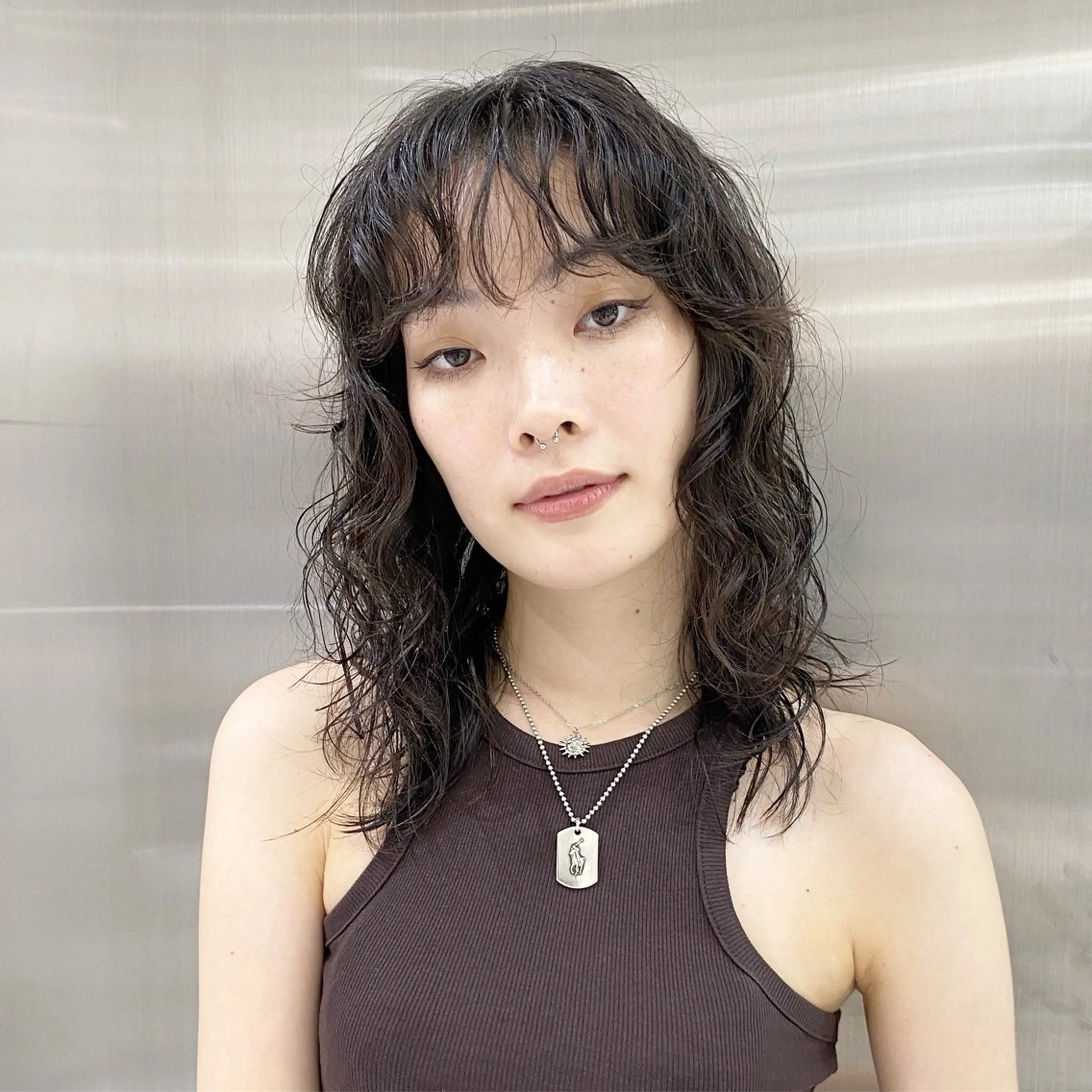 セミロング セミロングパーマ ユヅキ ハイライトモデル募集のヘアスタイル