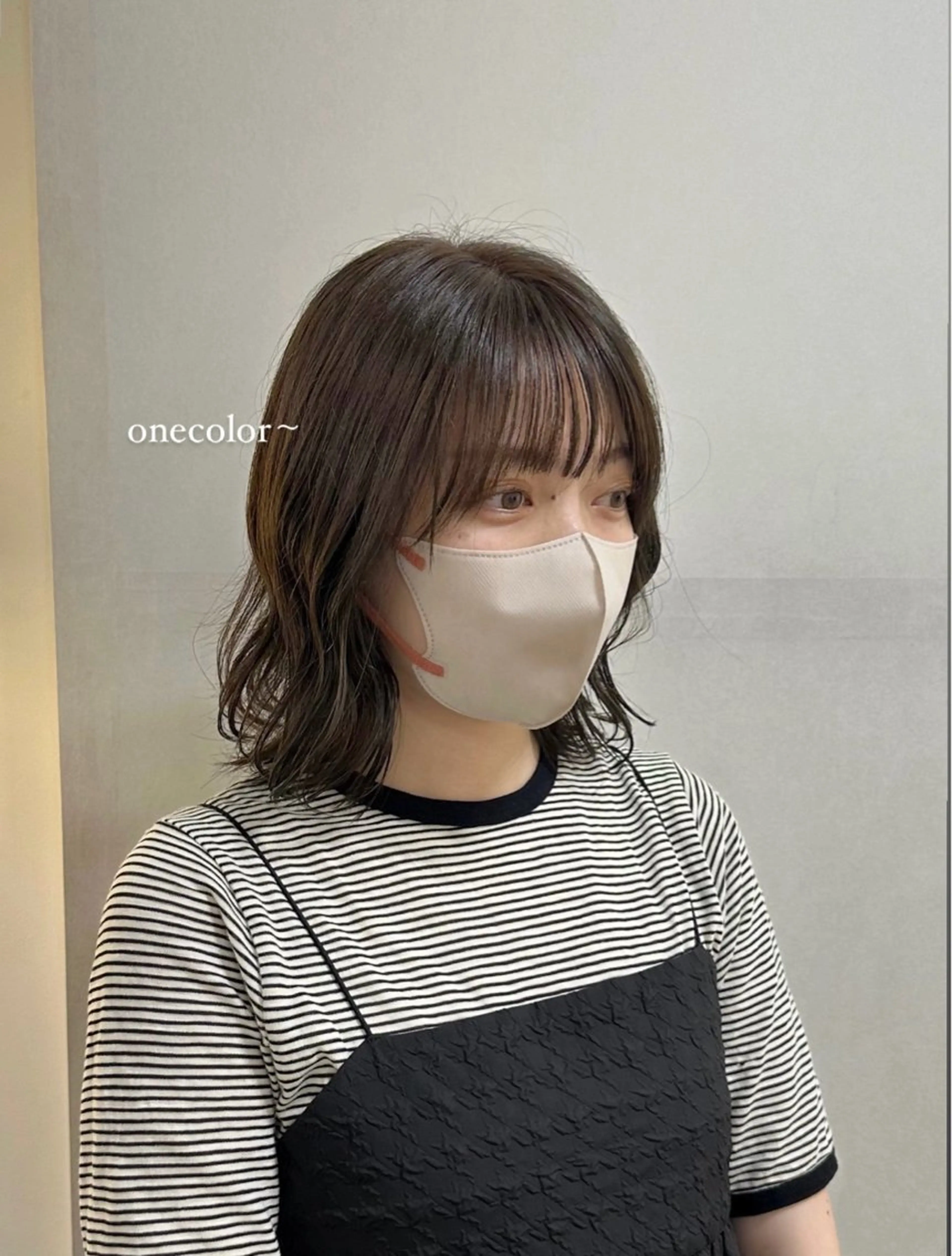 ミディアム カラー オリーブカラー cipre あゆみのヘアスタイル