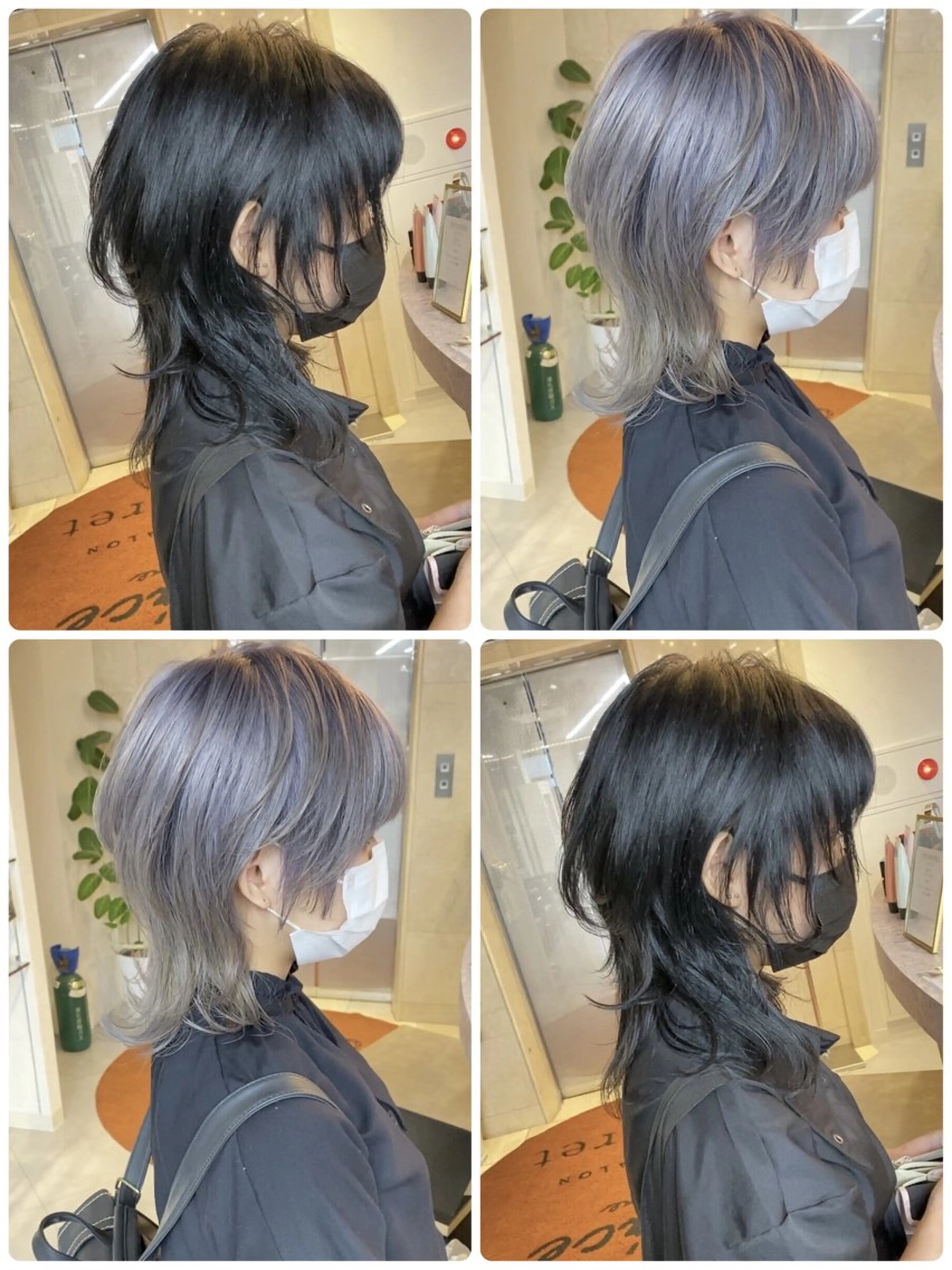 ミディアム カラー ヘアアレンジ ウルフとハイトーン みっちー✂️のヘアスタイル