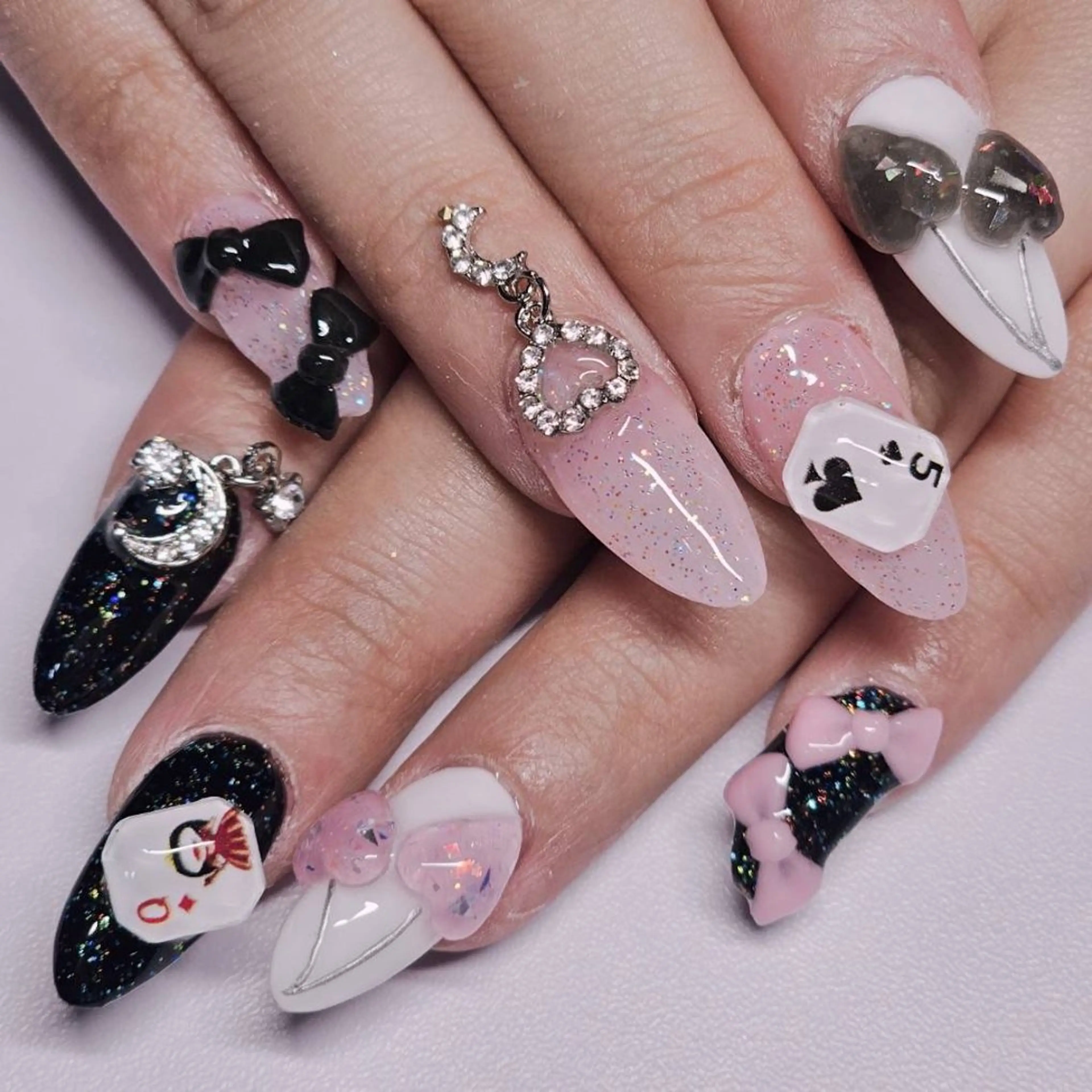 ネイル アートネイル クリアネイル ハート ラメ(グリッター) ピンク ハンドネイル よしだ ひろきのネイルデザイン