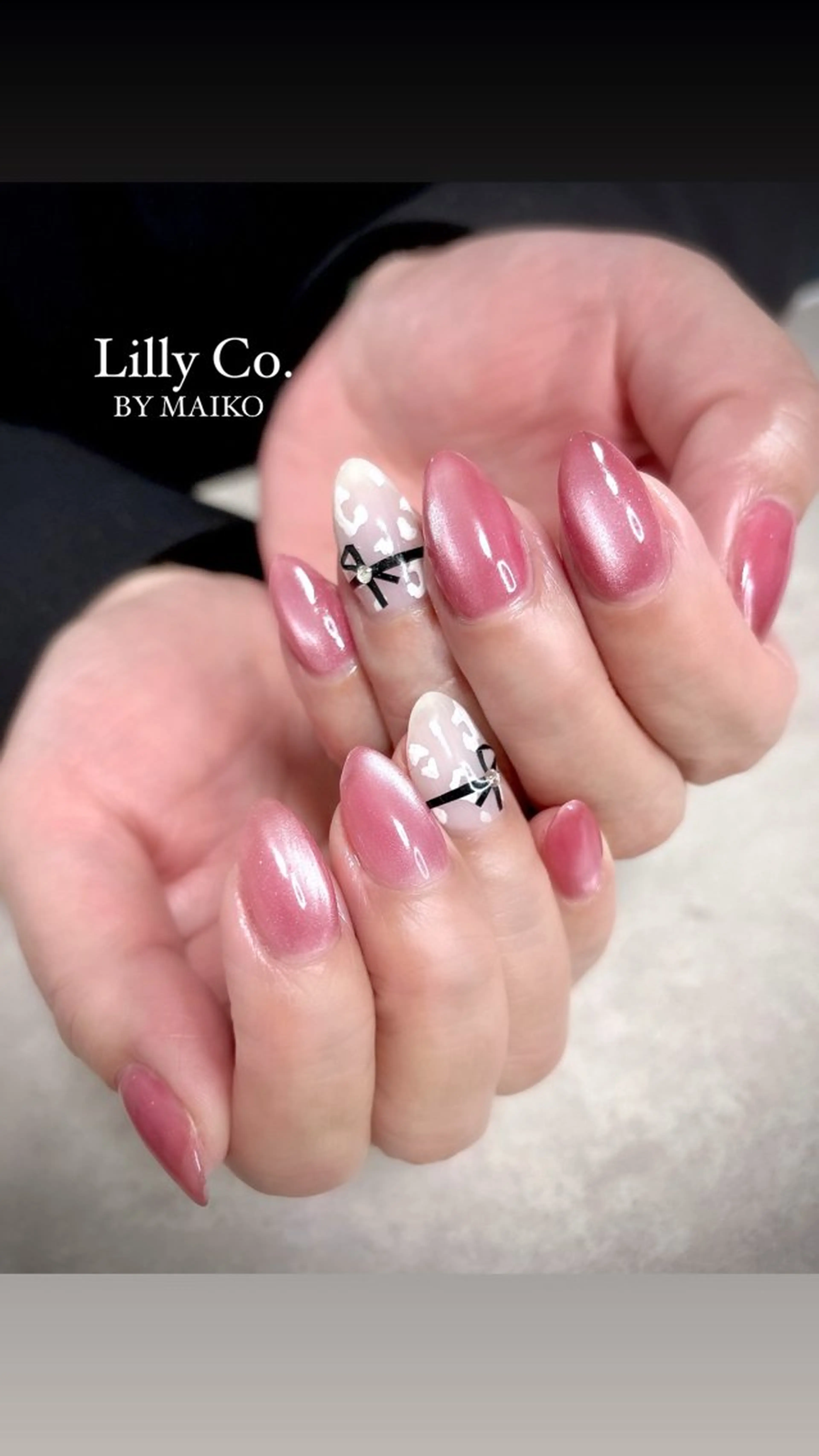 ネイル アニマル柄 リボン ハンドネイル ハンドケア Lilly Co.のネイルデザイン