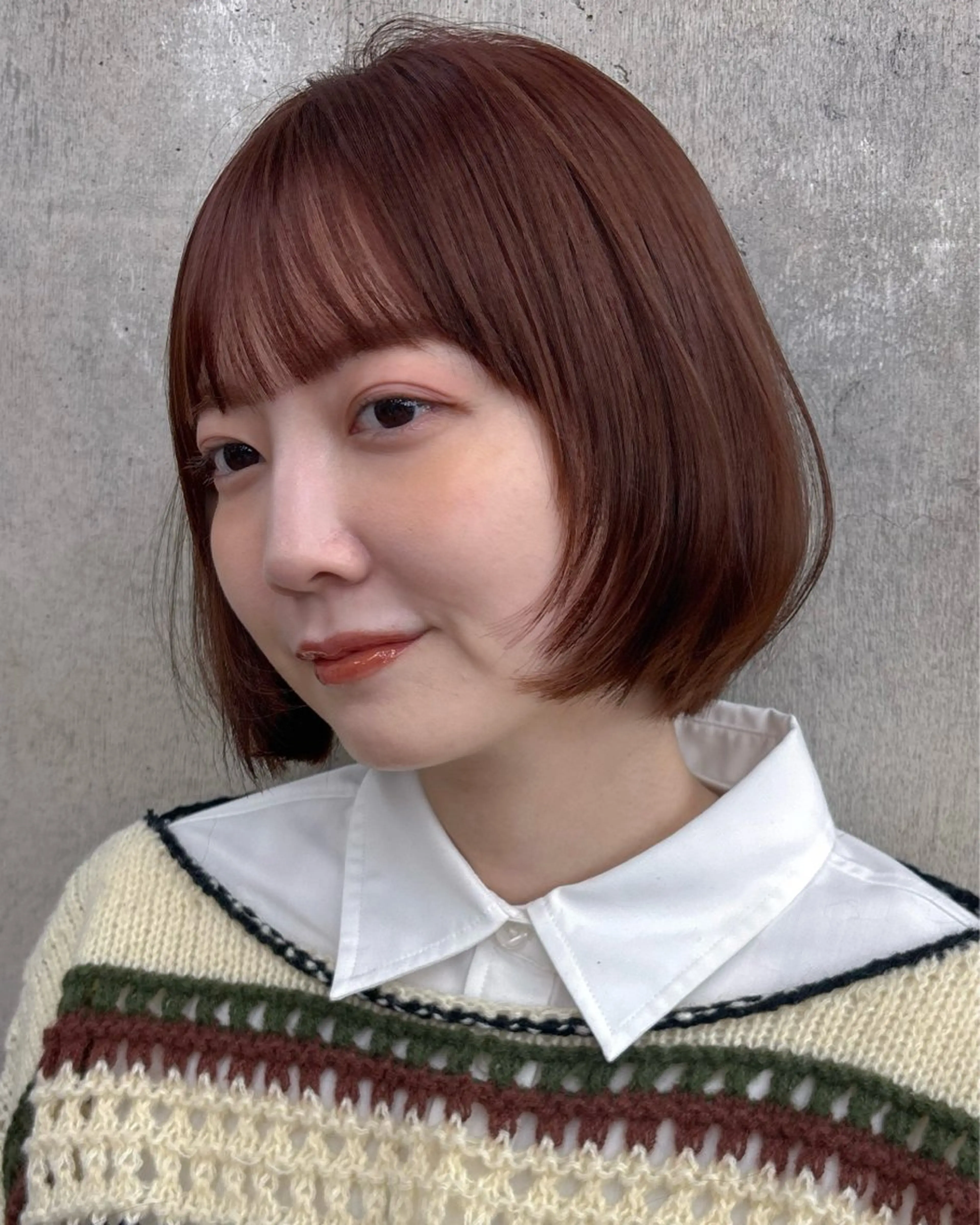 ミディアム ボブレイヤー ボブ 顔まわりレイヤー 伸ばしかけ レイヤーカット ヘアカラー ボブ/ミディアム 親しみやすさ/さくらのヘアスタイル