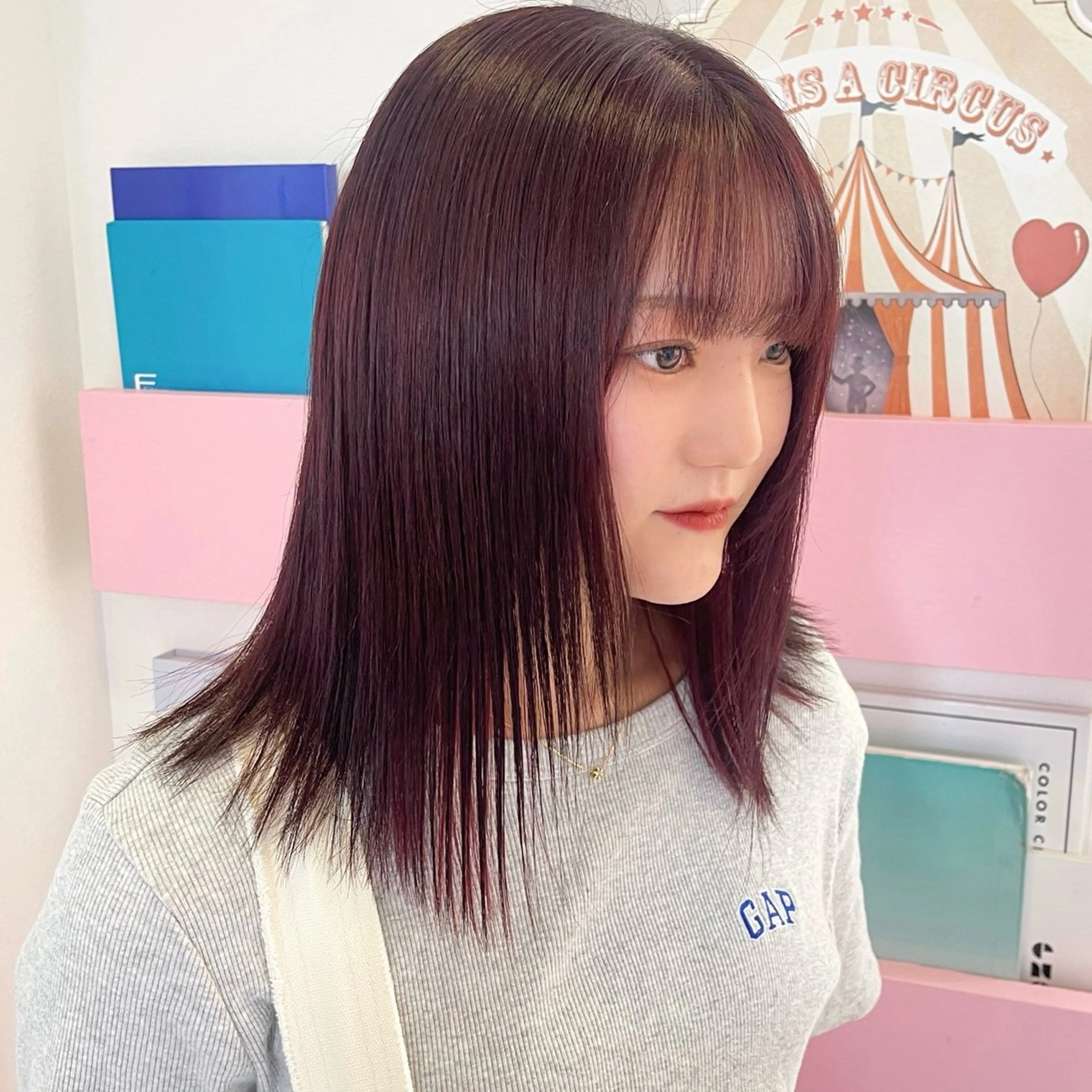 セミロング カラー レッドカラー 暖色/ミルクティー /レイヤー/マリア♡のヘアスタイル