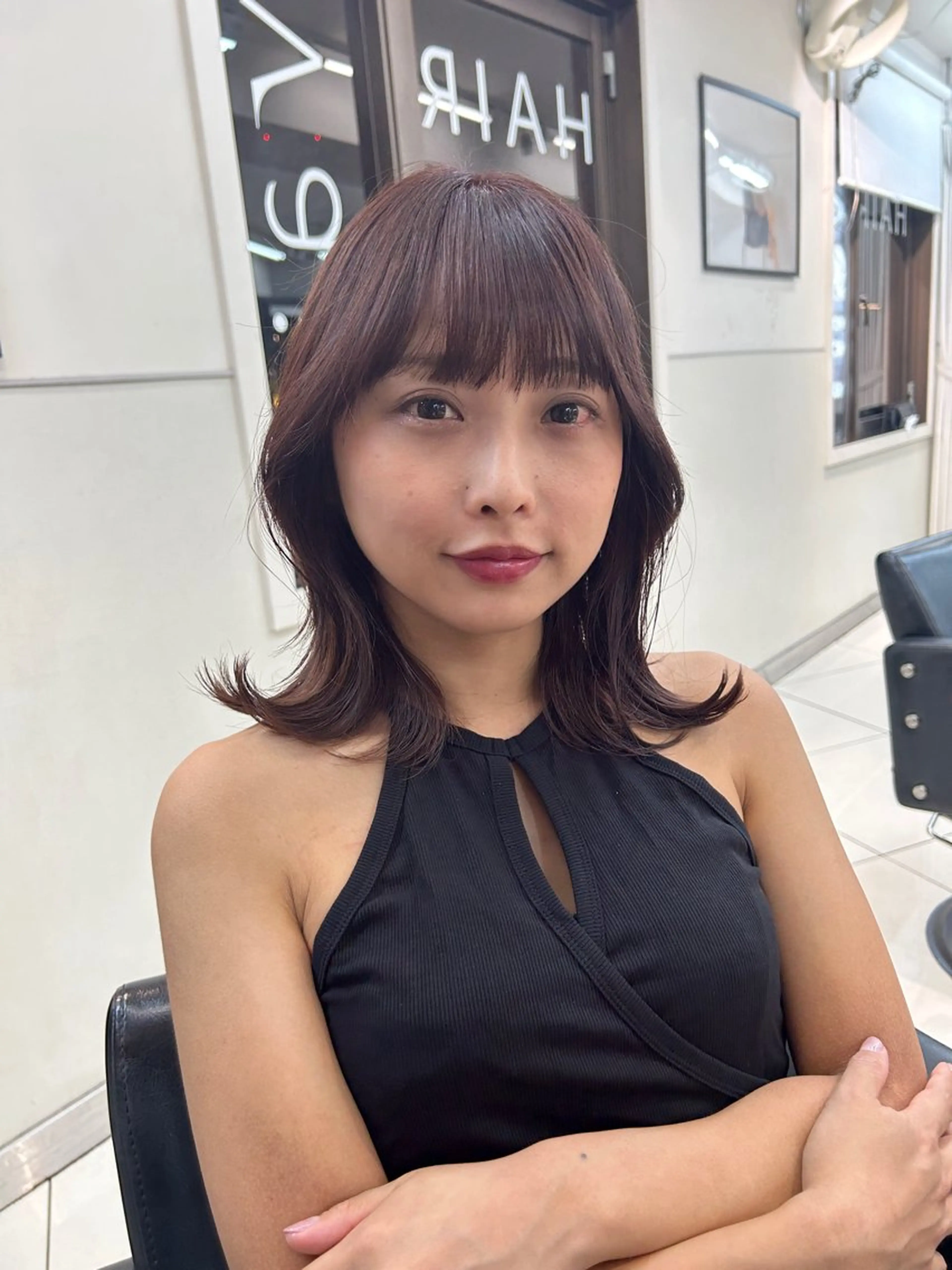 ミディアム レイヤー×ツヤカラー 渋谷/kougaのヘアスタイル