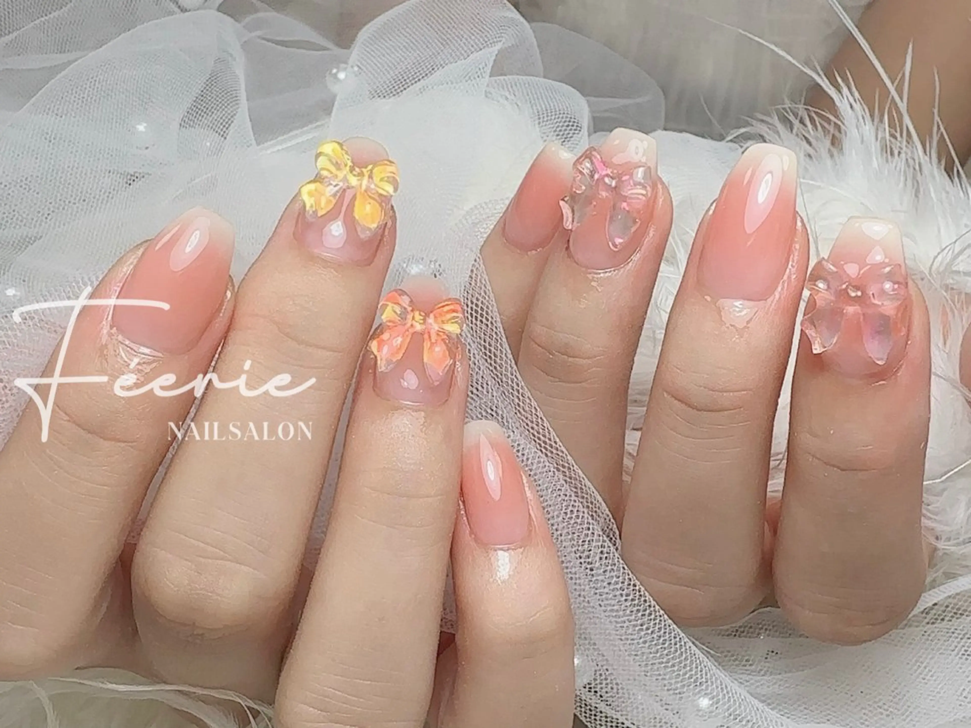 ネイル クリアネイル フットネイル フレンチネイル ジェルネイル 韓国ネイル ハンドネイル ハンドケア nail salon Feerieのネイルデザイン