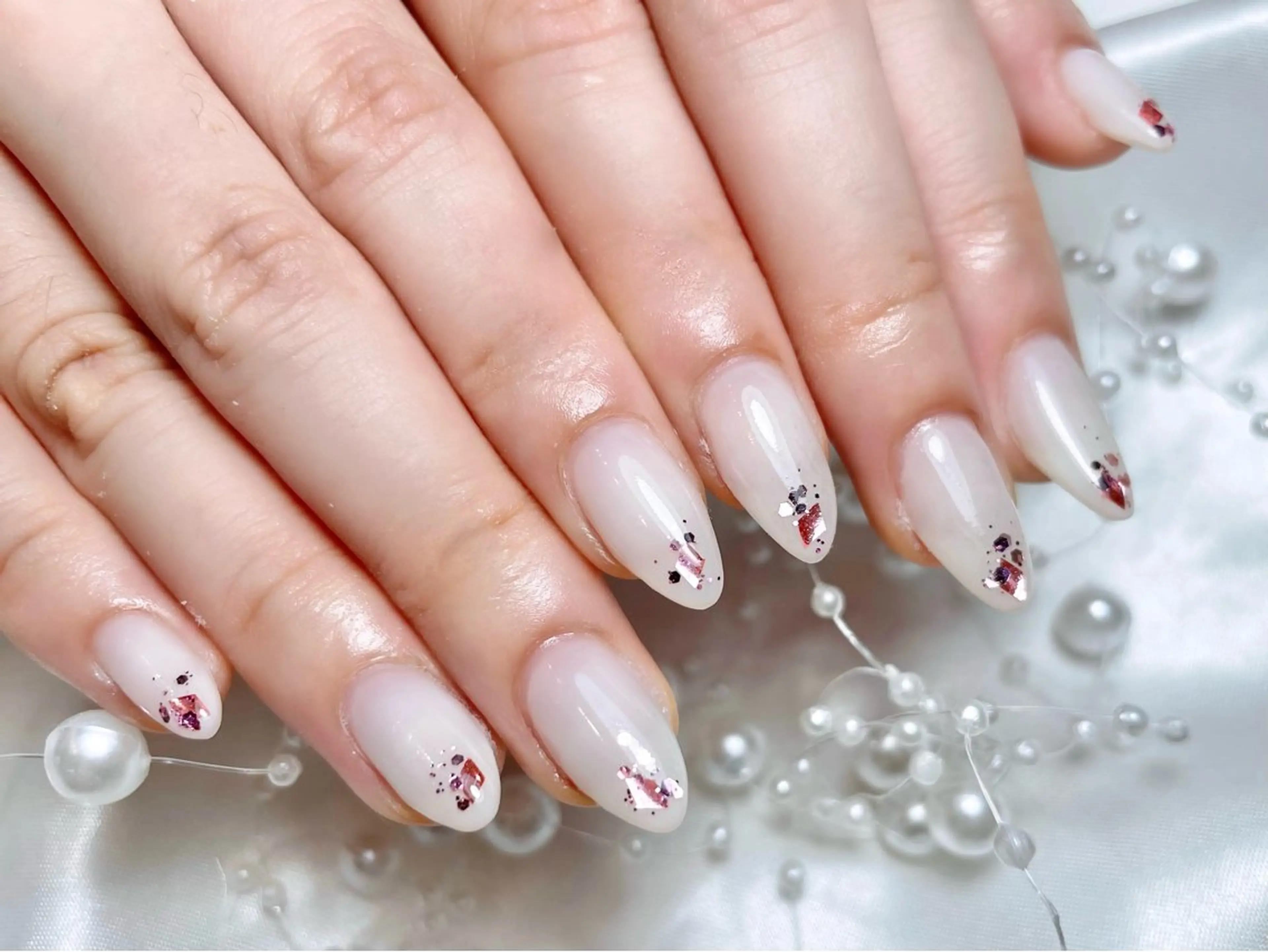 ネイル ジェルネイル キラキラネイル パラジェル ワンホンネイル ハンドネイル ゆりか ジョアアンジェ福島のネイルデザイン