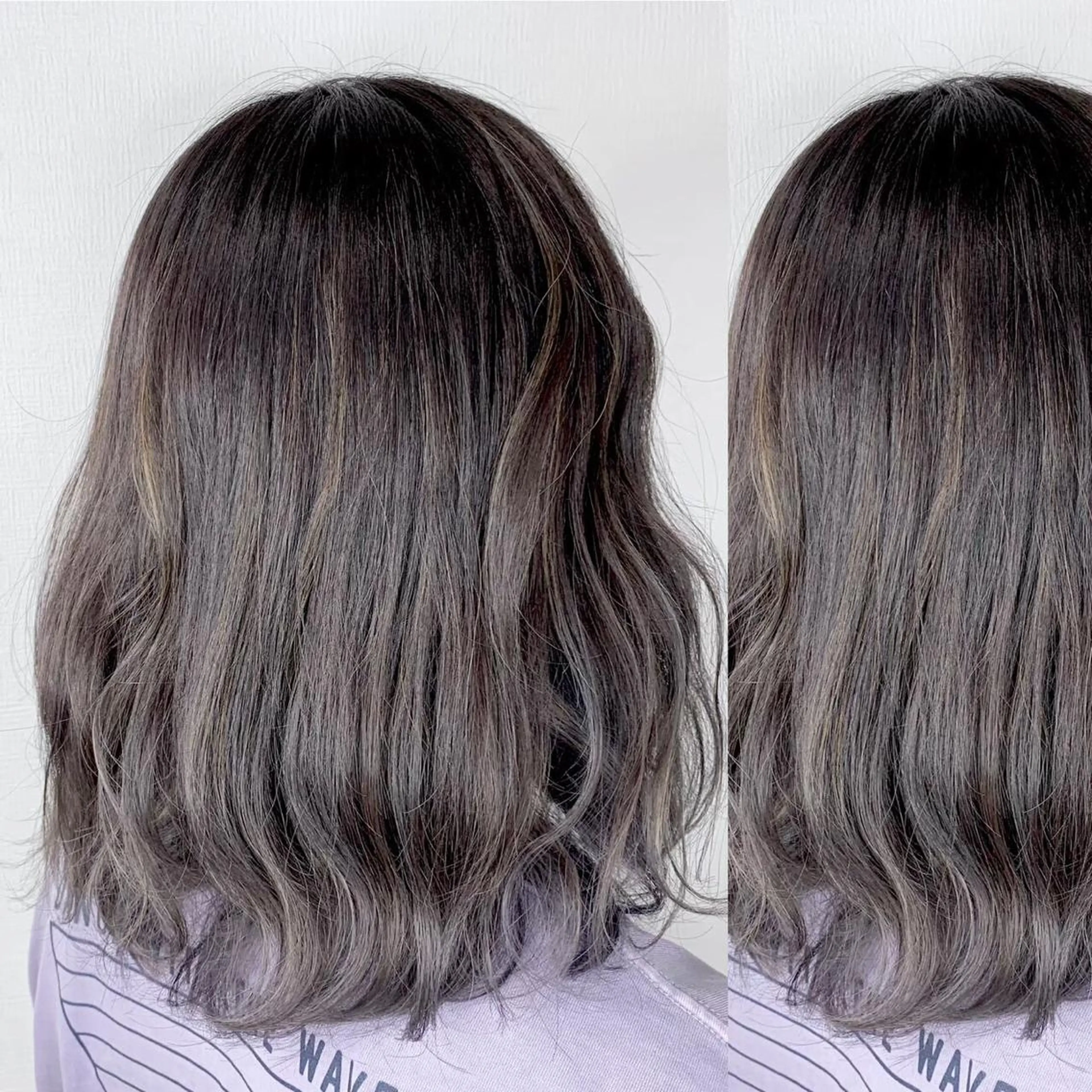 ミディアム カラー JuNブリーチに 縮毛矯正するプロのヘアスタイル