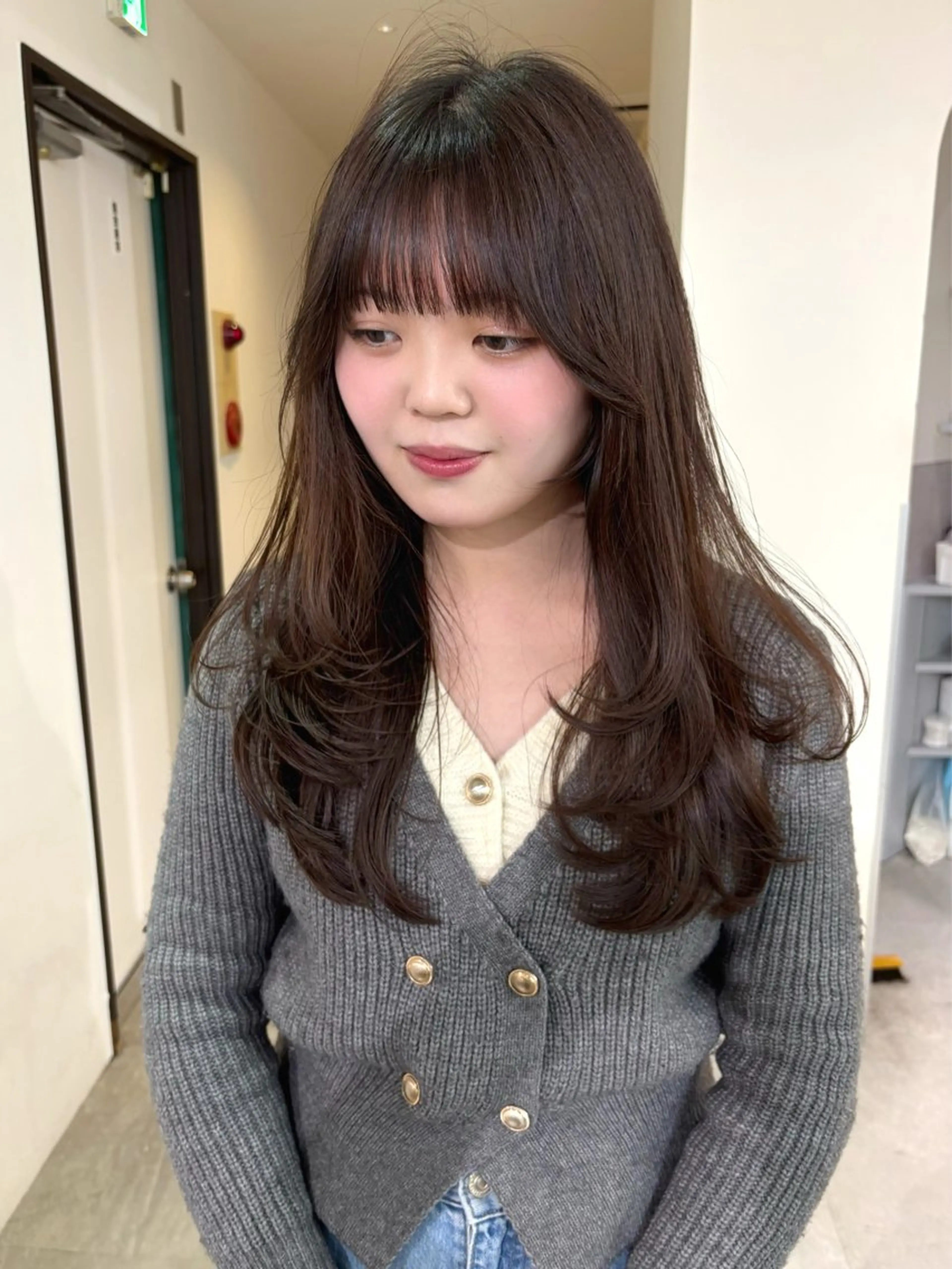 ロング カラー 伸ばしかけ カット mizuki/ピンク ベージュ.レイヤーのヘアスタイル