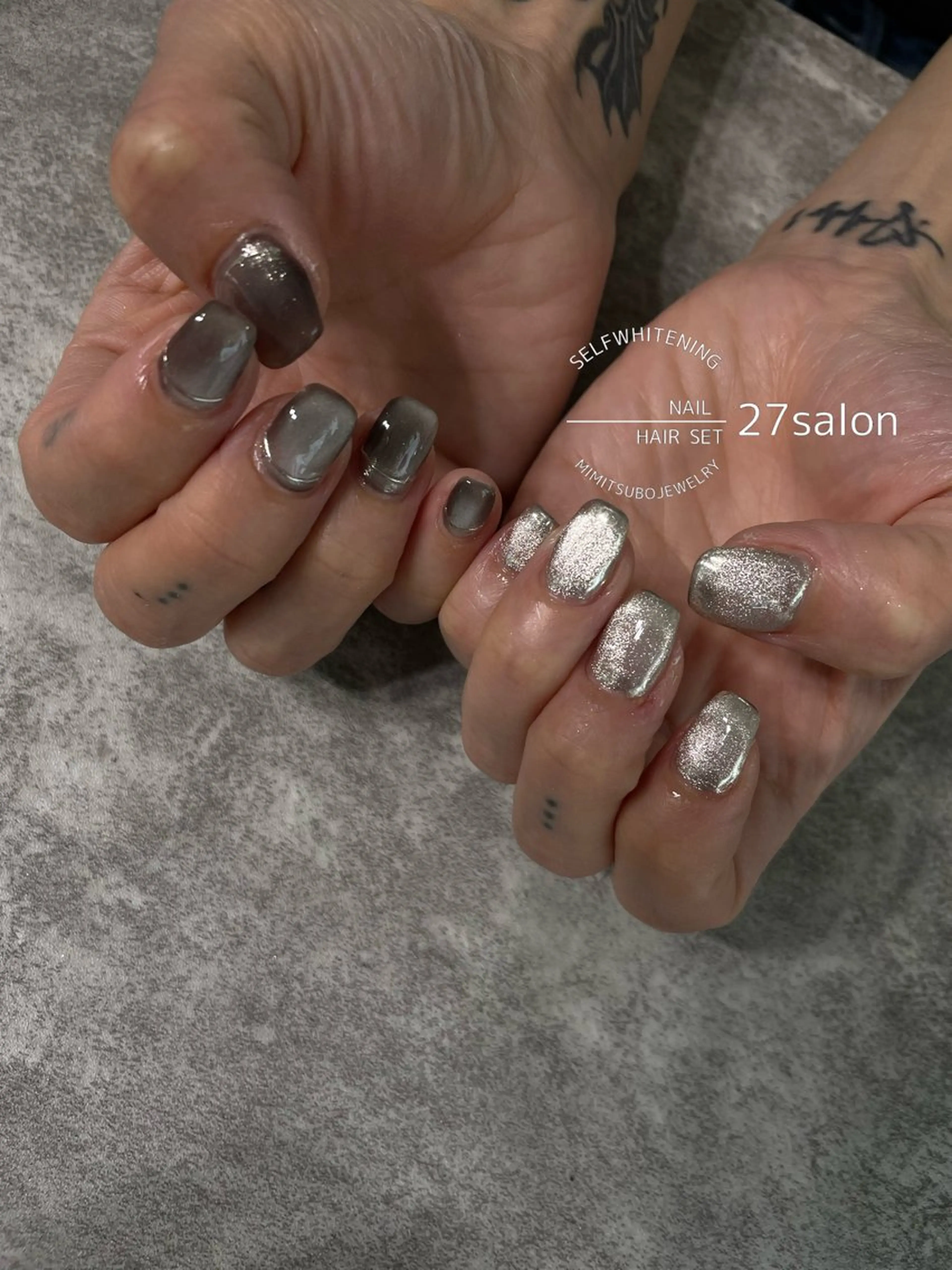 ネイル マグネットネイル ミラーネイル ハンドネイル 27salon yuinaのネイルデザイン