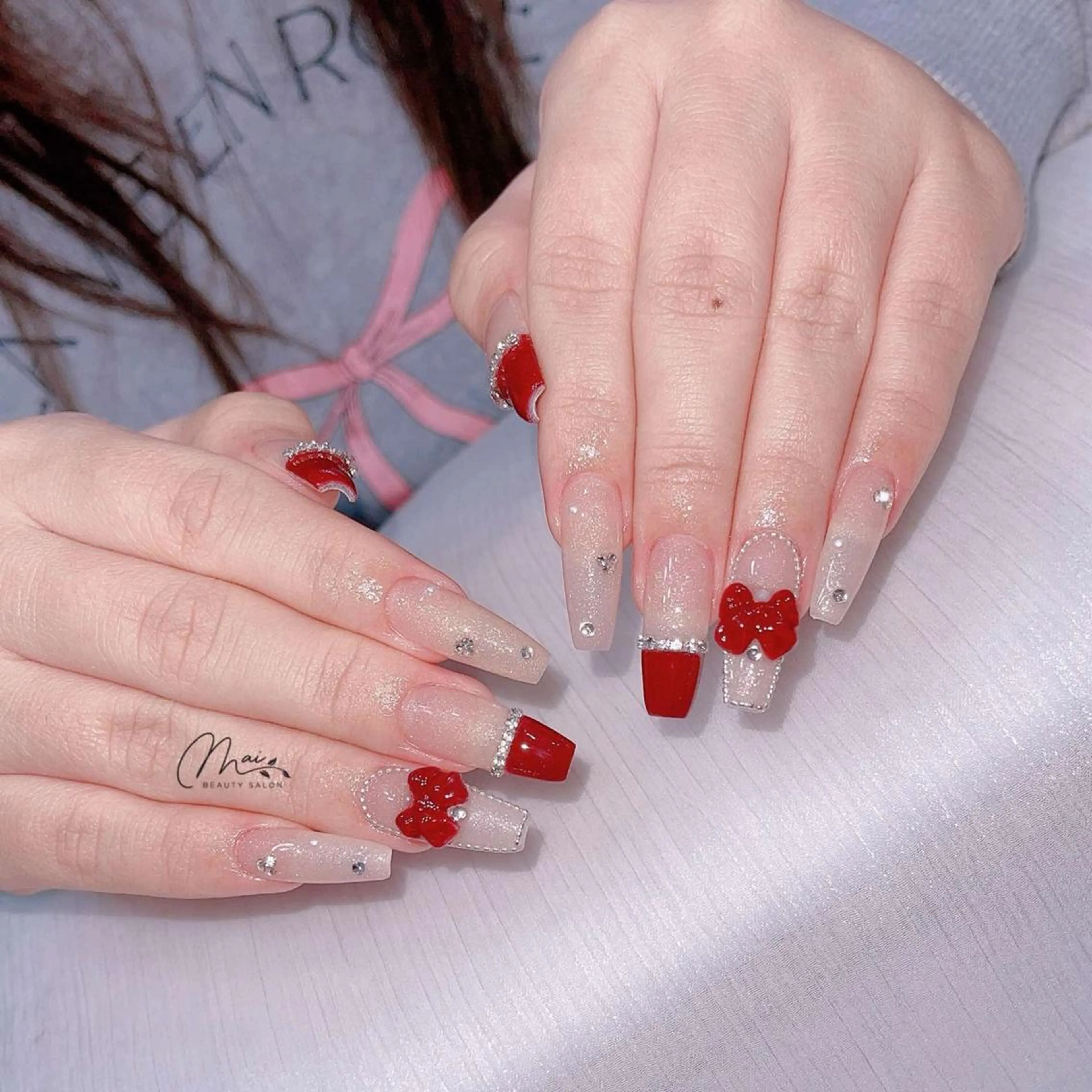 ネイル オーロラネイル チークネイル 長さ出し フラッシュネイル フットネイル MaiBeauty マイ マイのネイルデザイン