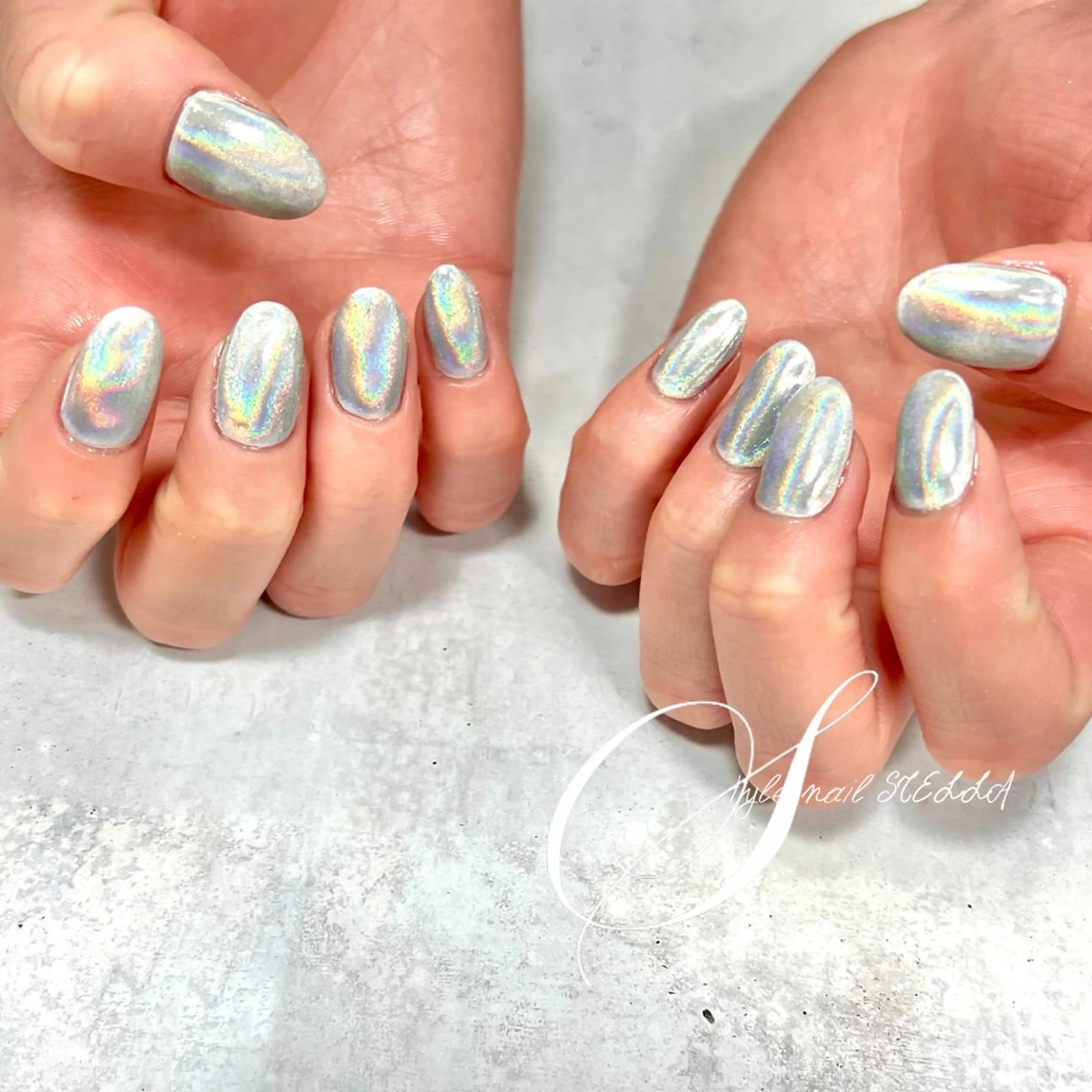 ネイル キラキラネイル ミラーネイル ニュアンスネイル ステラ marikominoのネイルデザイン