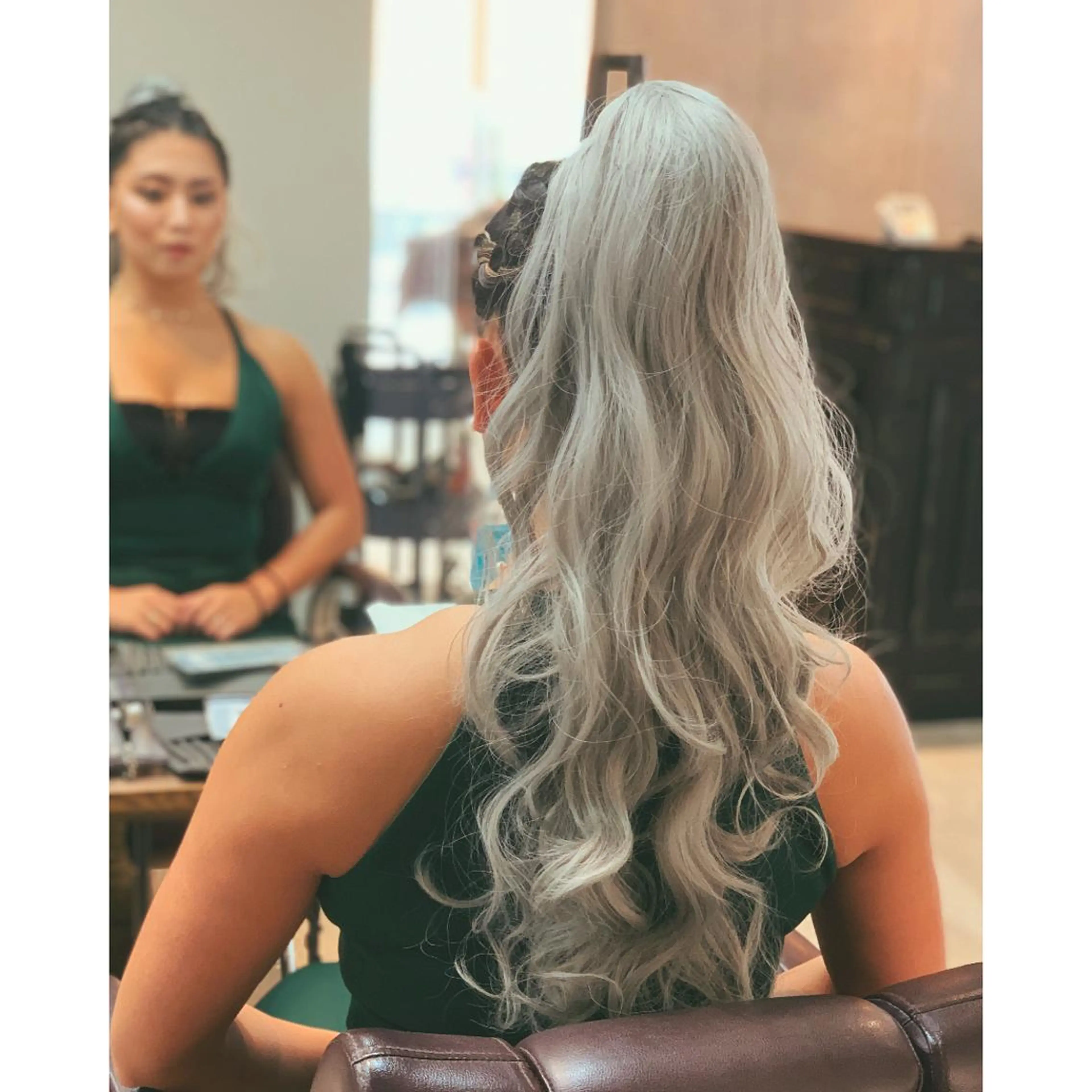 ミディアム カラー パーマ ヘアアレンジ メンズ キッズ ポニーテール 子どものヘアアレンジ BRAIDS💎愛子 大人ハイライト💎のヘアスタイル