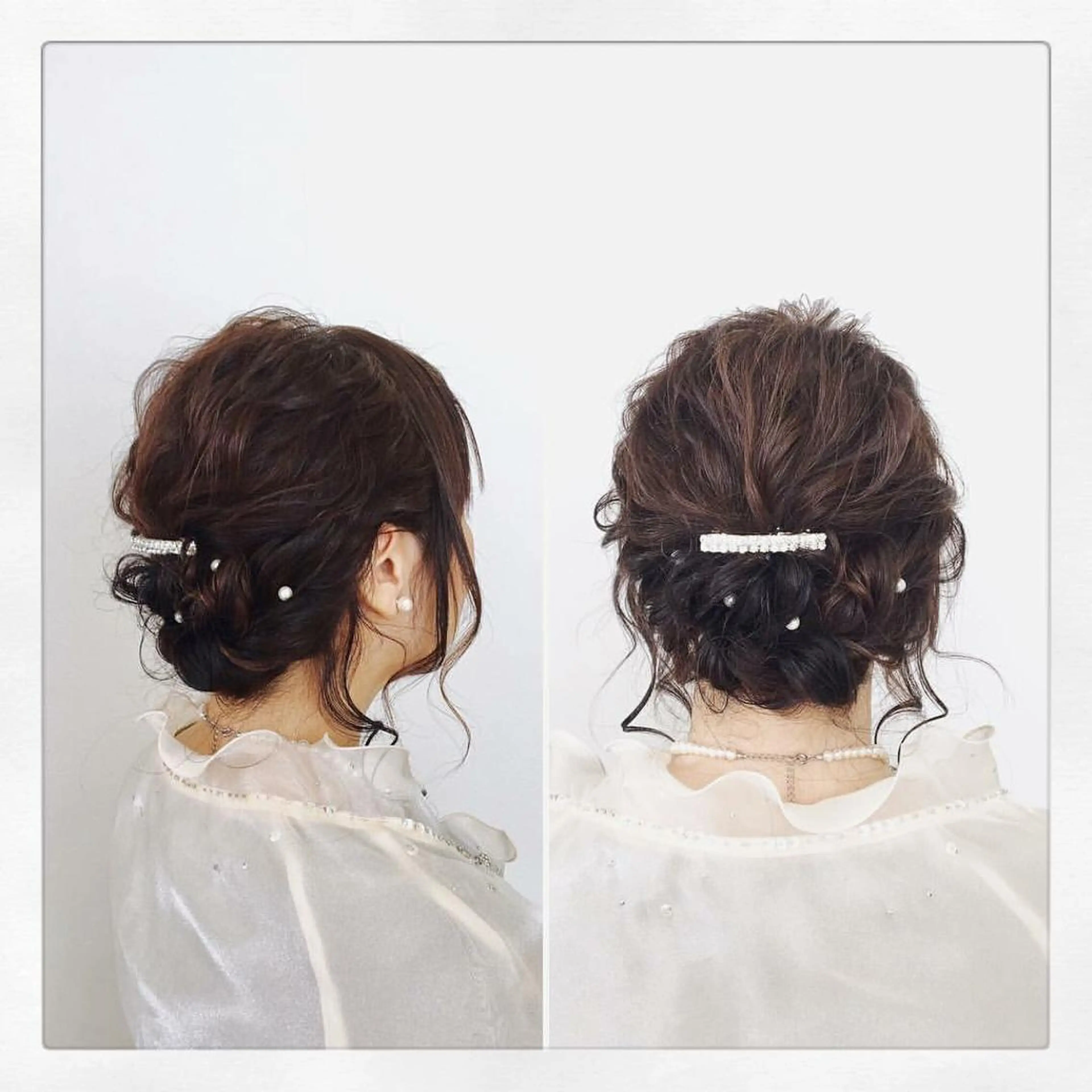 セミロング ヘアアレンジ 結婚式・ブライダル ヘアセット KANA カナのマツエク・マツパデザイン