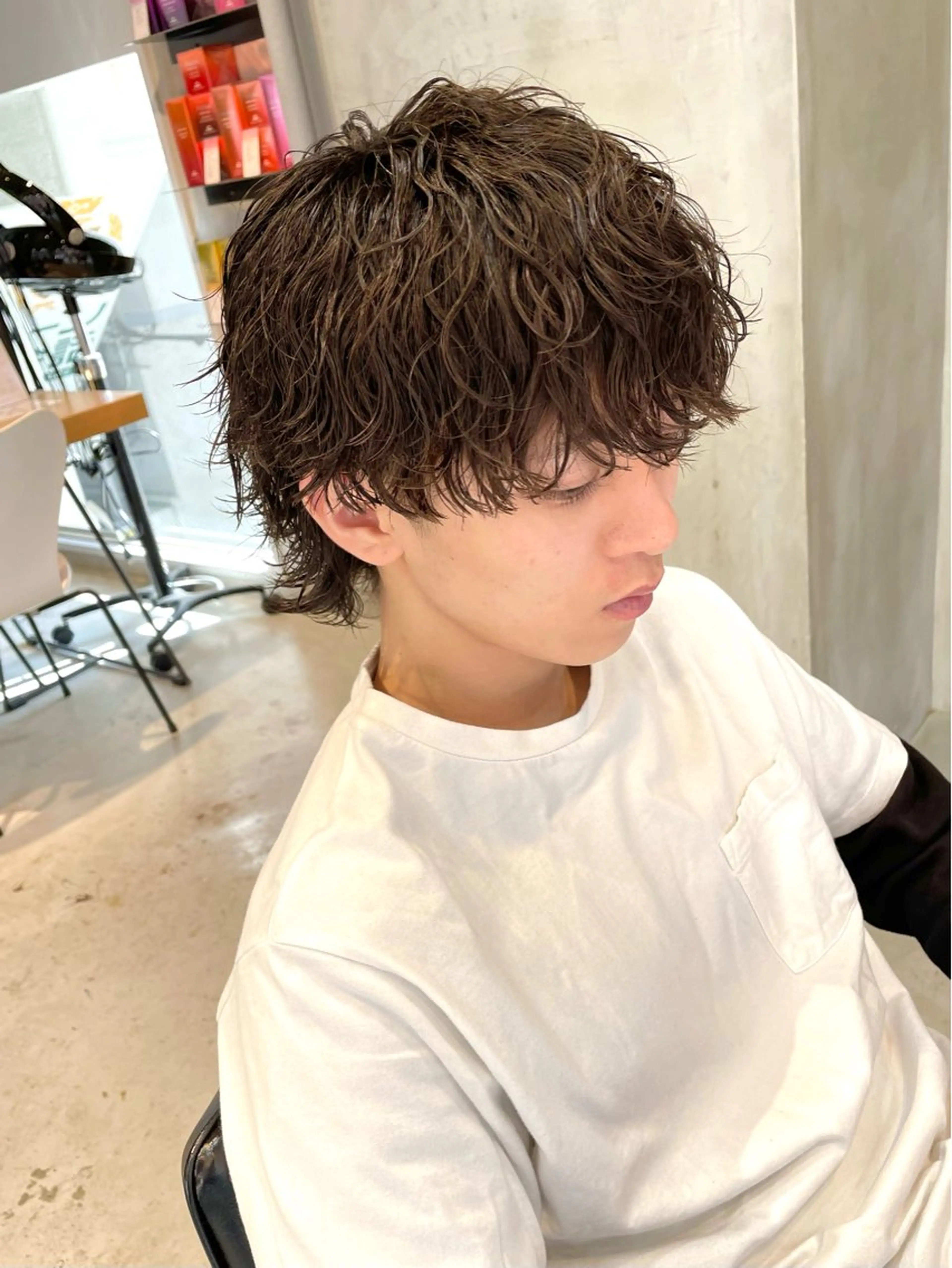 メンズ メンズパーマ 波巻きパーマ メンズウルフカット ウルフカット ✨️🧸elima調 布Reika🧸✨️のヘアスタイル