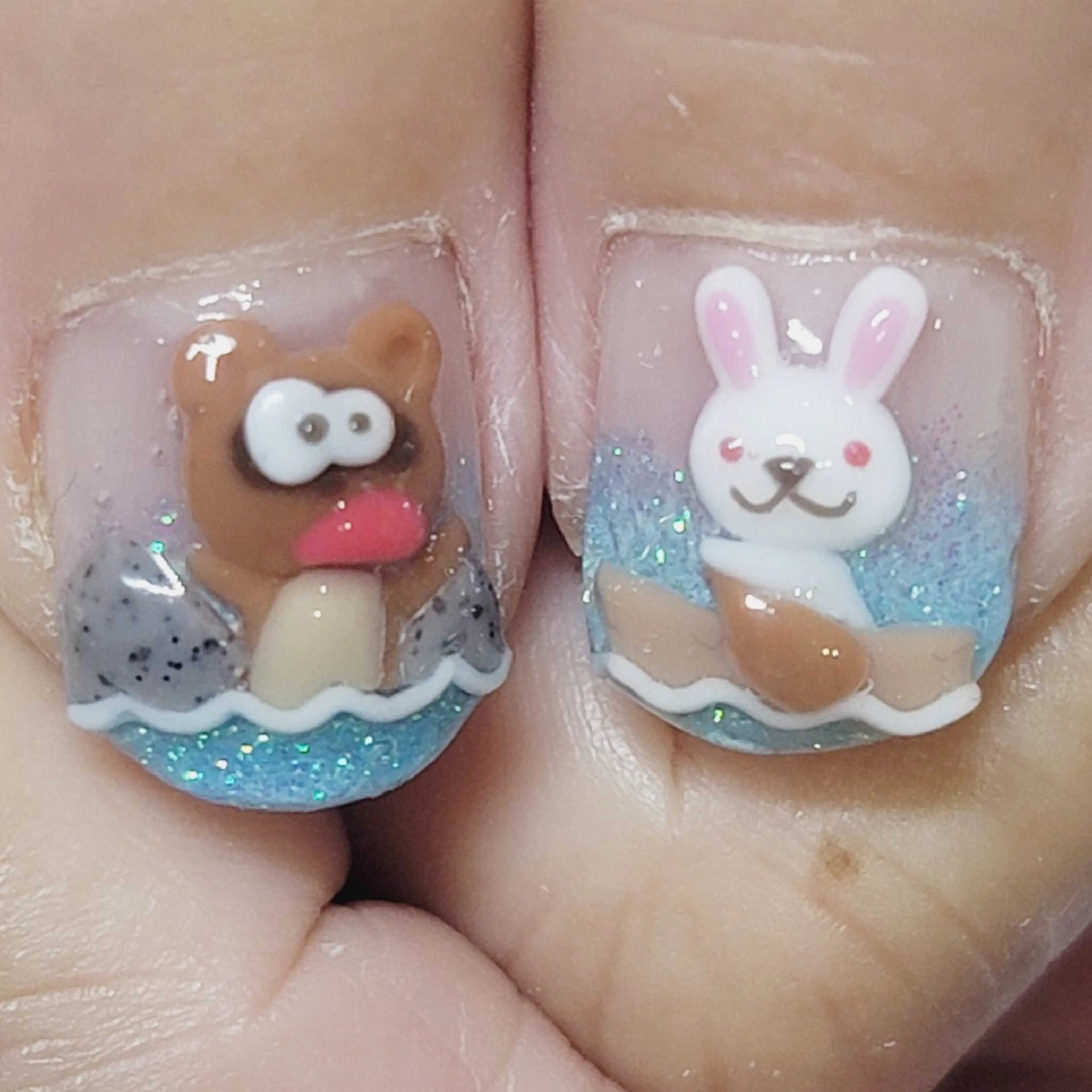 ネイル アートネイル ブルー グラデーション ラメ(グリッター) パステルネイル ハンドネイル よしだ ひろきのネイルデザイン