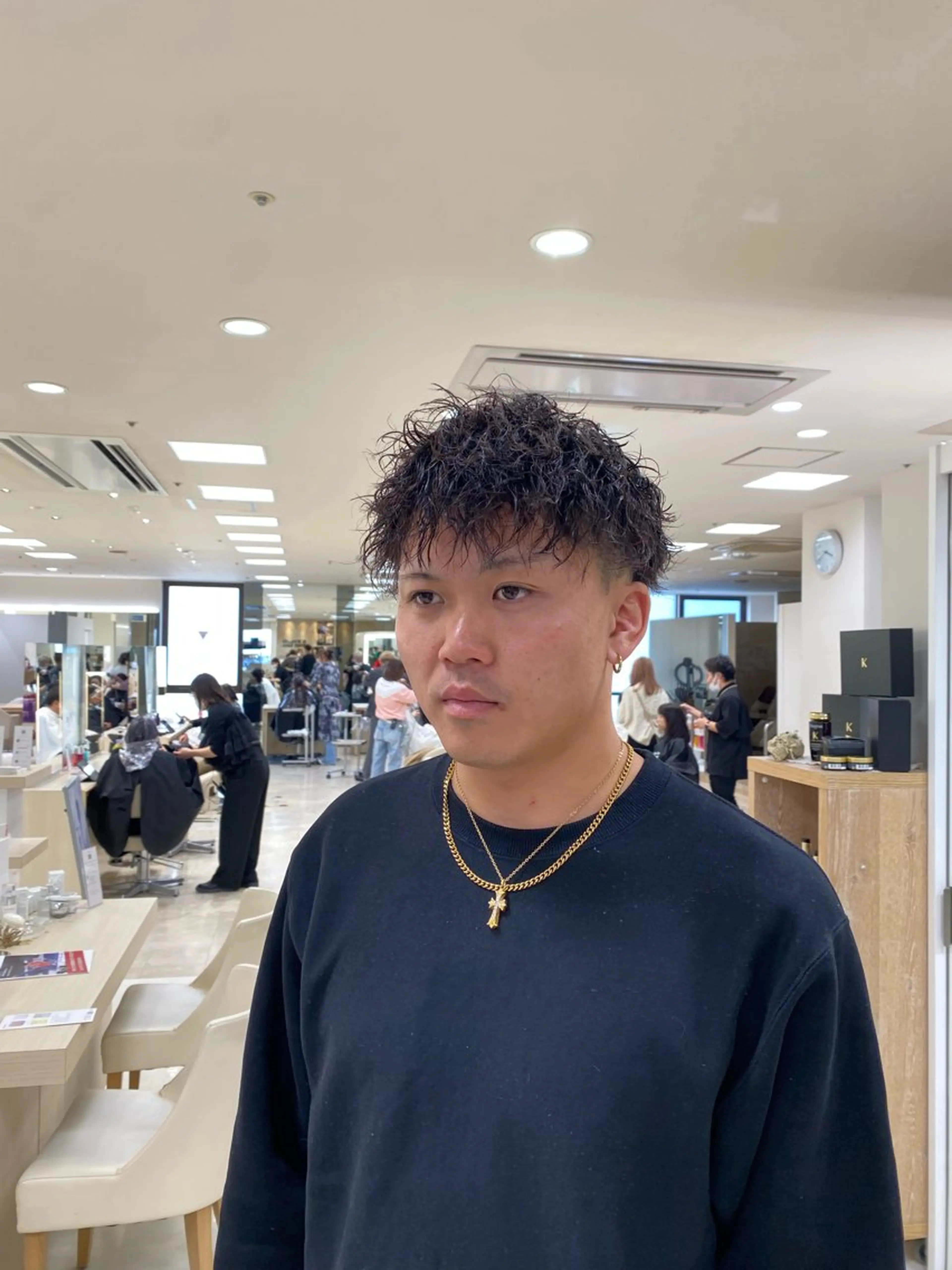 ショート パーマ メンズ カット パーマ トリートメント 湘南/メンズパーマ/ ハイライト/ユチカのヘアスタイル