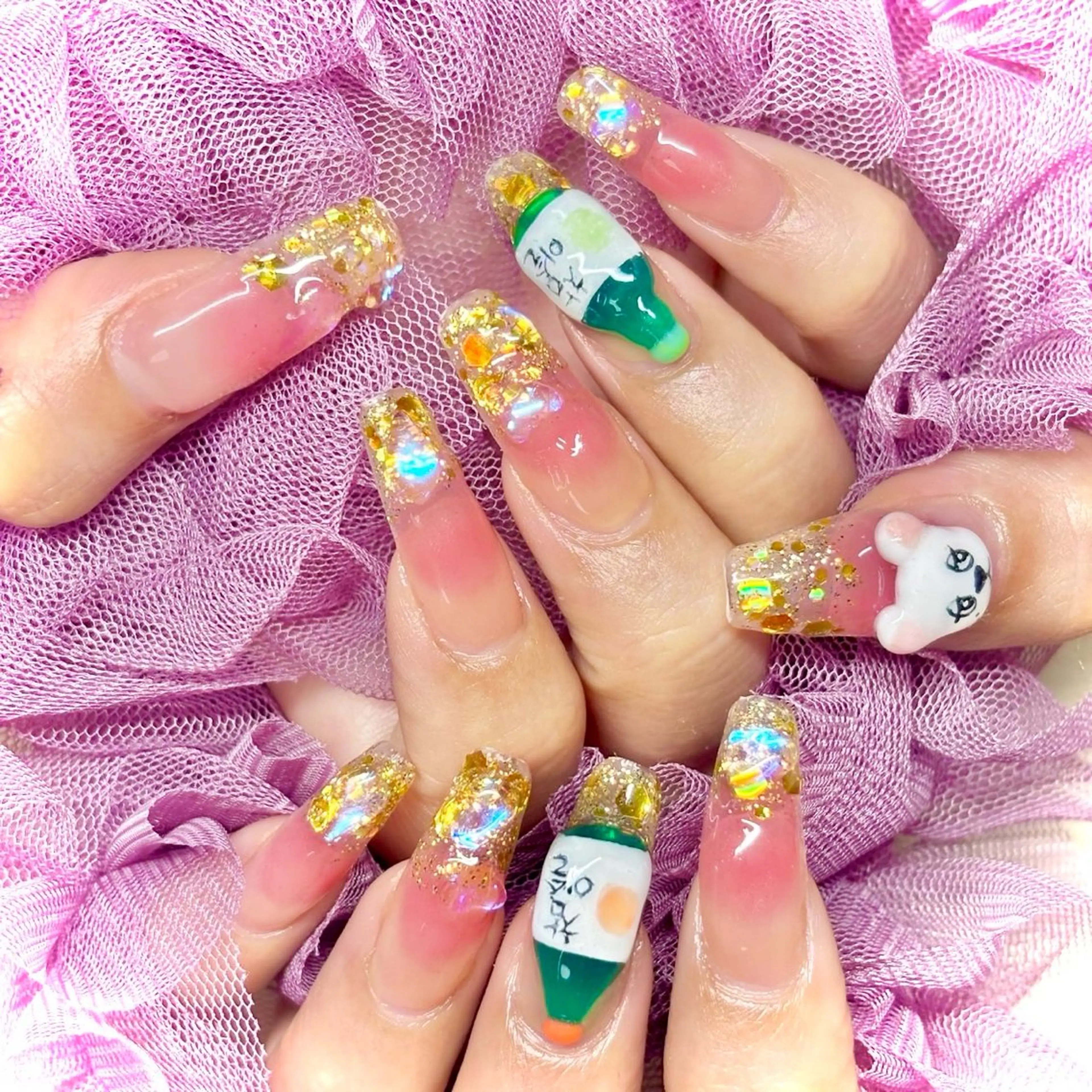 ネイル 韓国ネイル スカルプネイル 春ネイル ストーンネイル miminon 自宅ネイルサロンのネイルデザイン