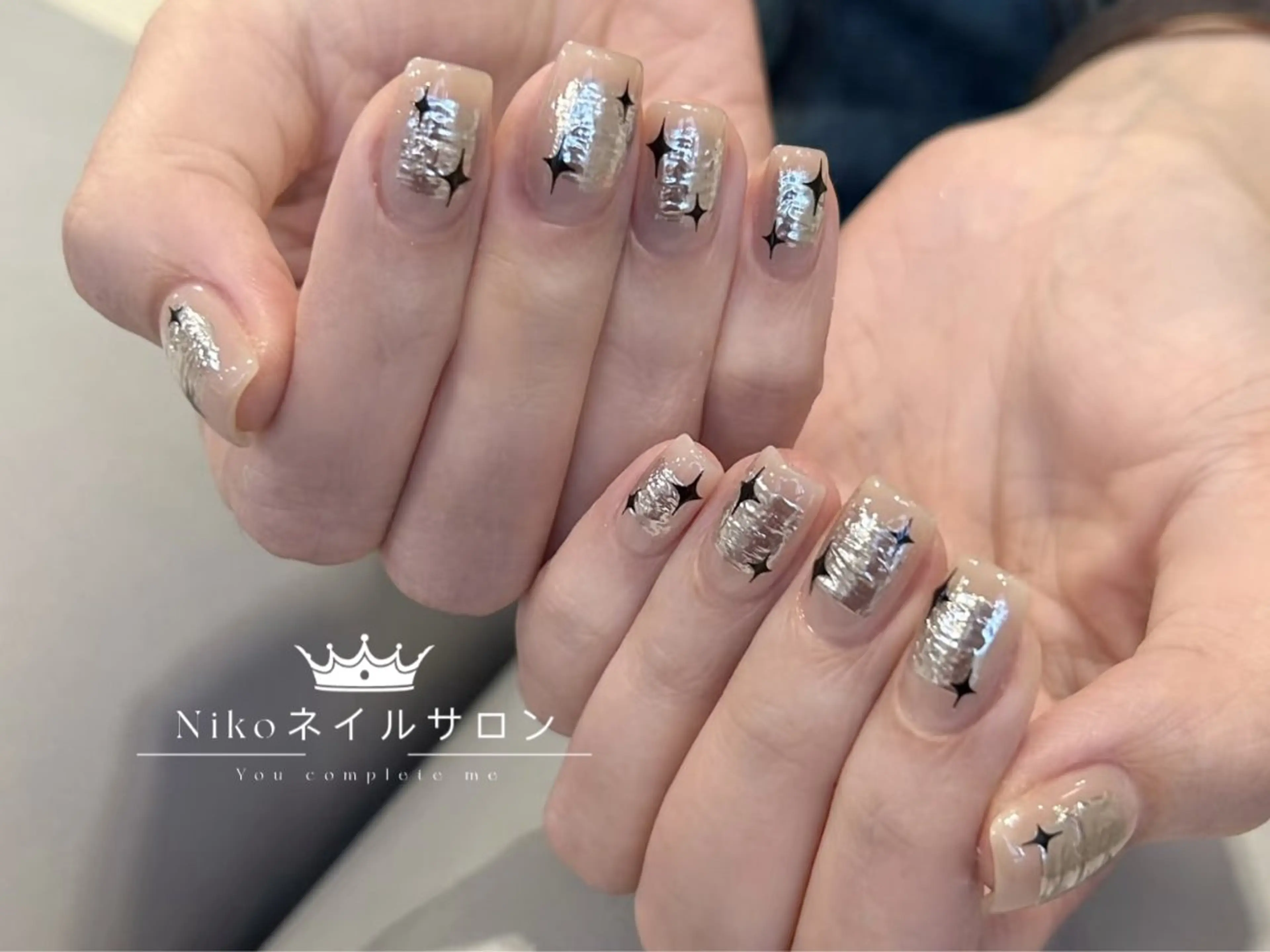 ネイル チークネイル フットネイル フレンチネイル ジェルネイル ガラスフレンチ Nikosalon rikoのネイルデザイン