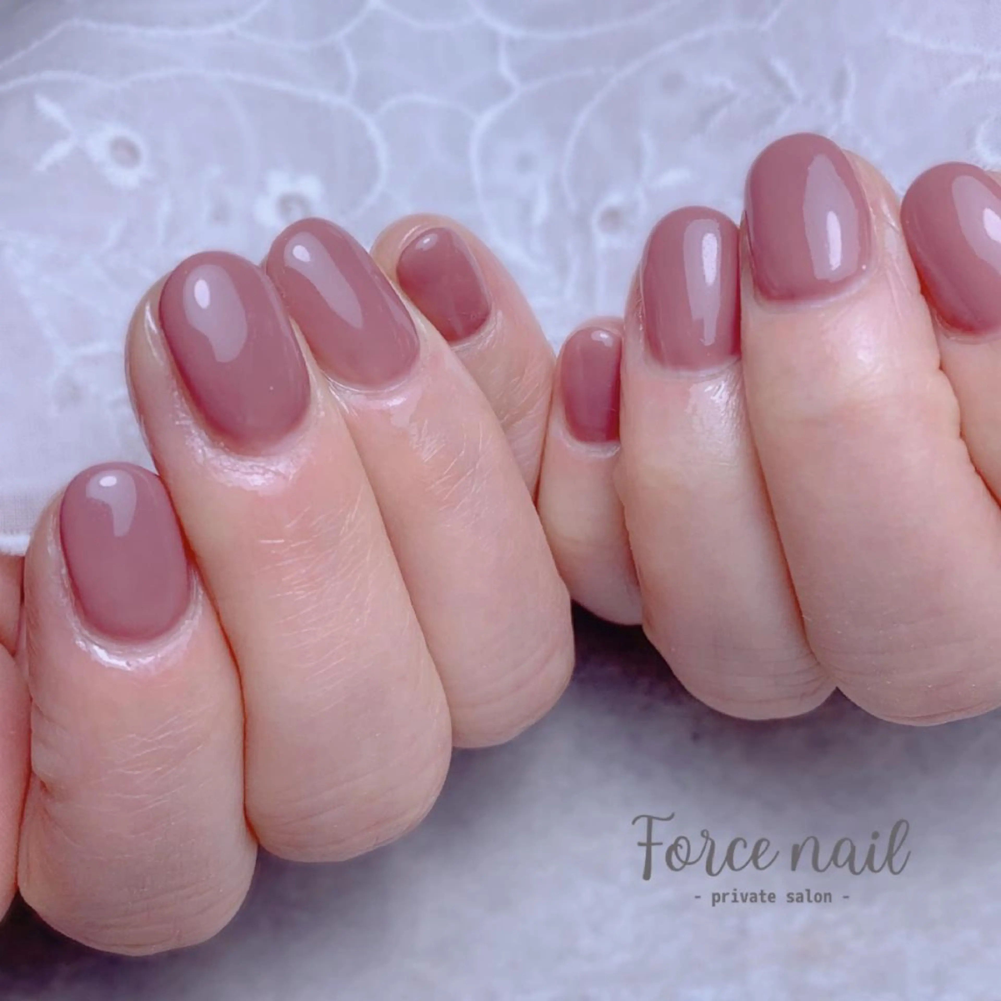 ネイル ブラウン ワンカラーネイル ピンク Force nail 美沙希のネイルデザイン