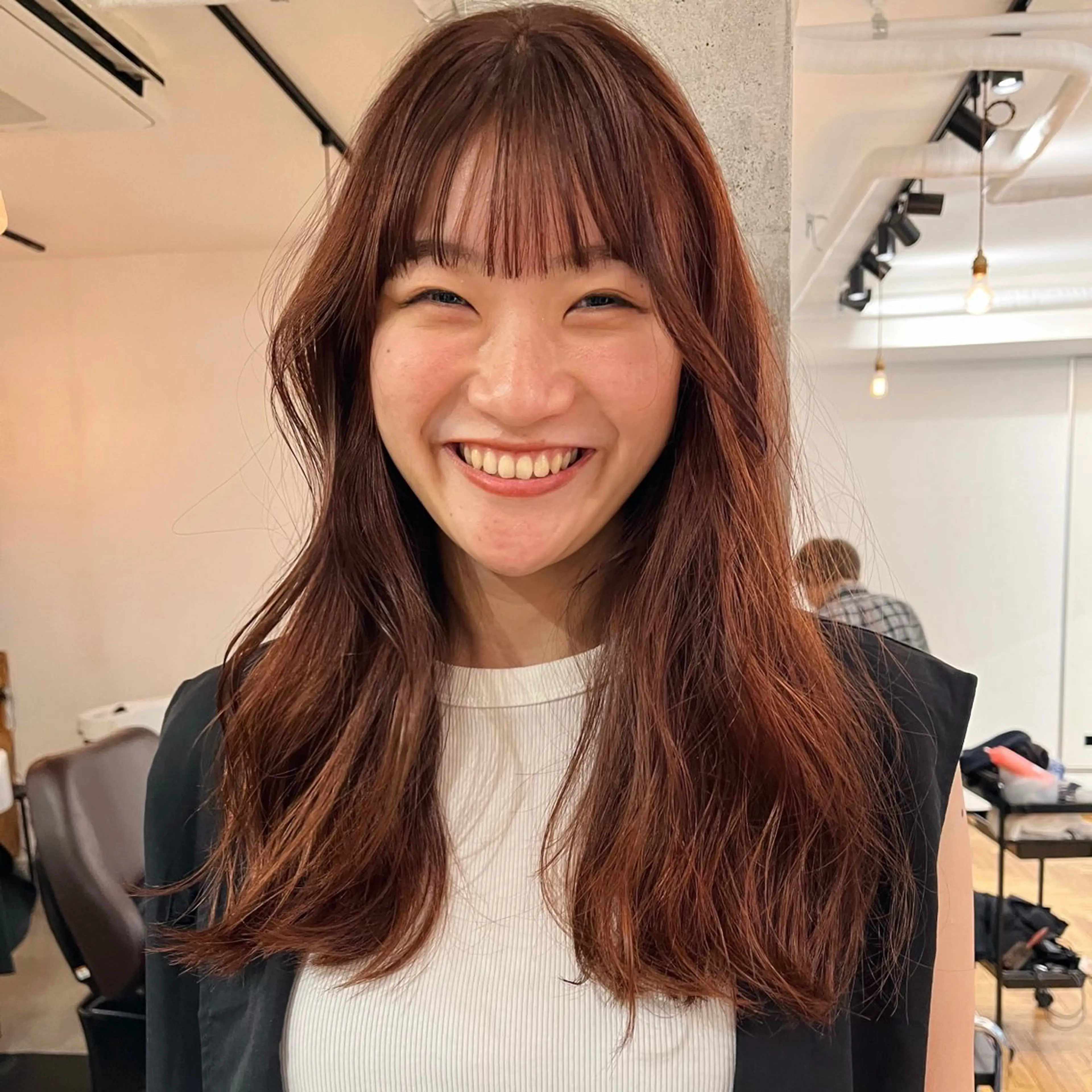 ロング カラー オレンジ 暖色/パーマ 🌼クニトウメイのヘアスタイル