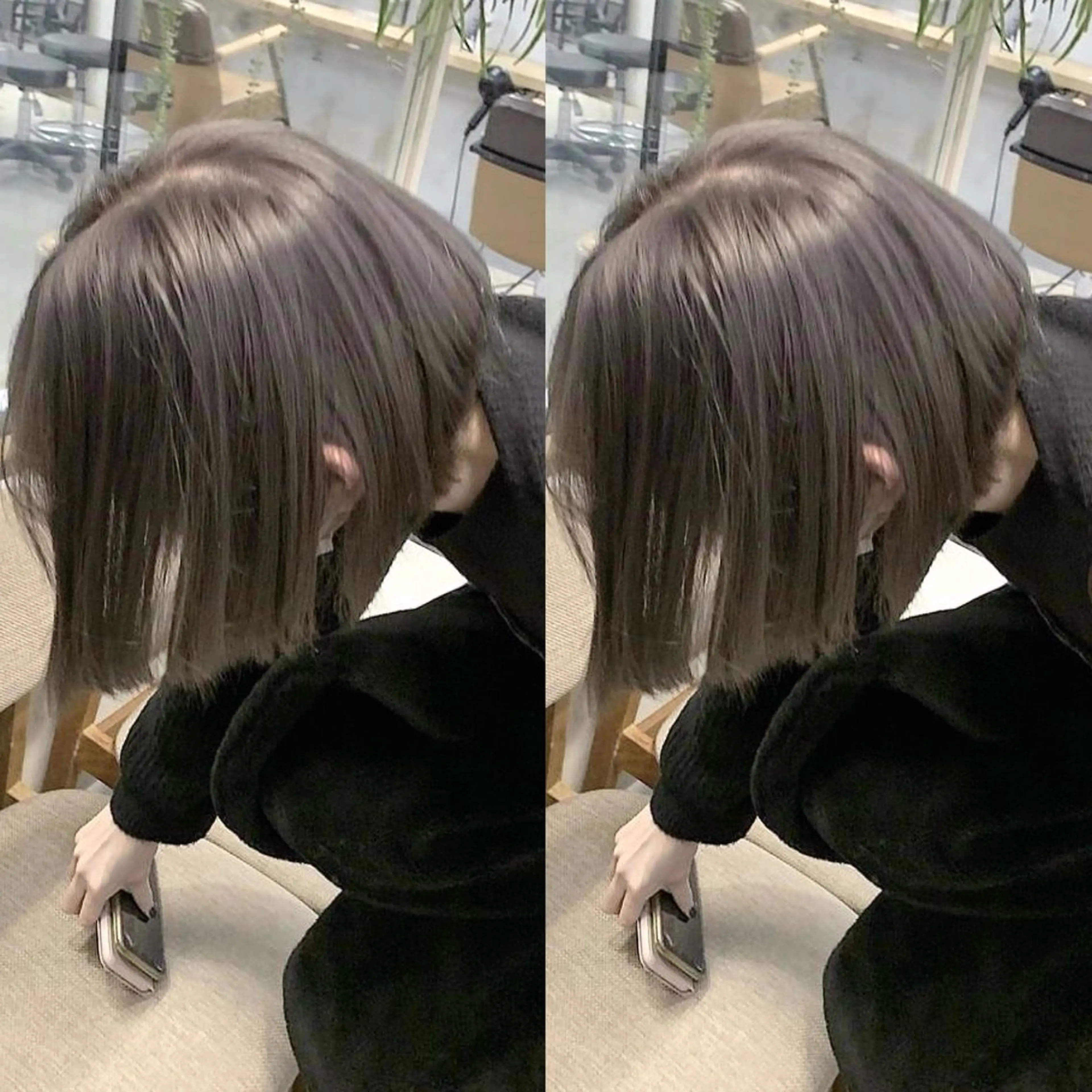 ミディアム カラー グレージュ 表参道/ハイライト バレイヤージュのヘアスタイル