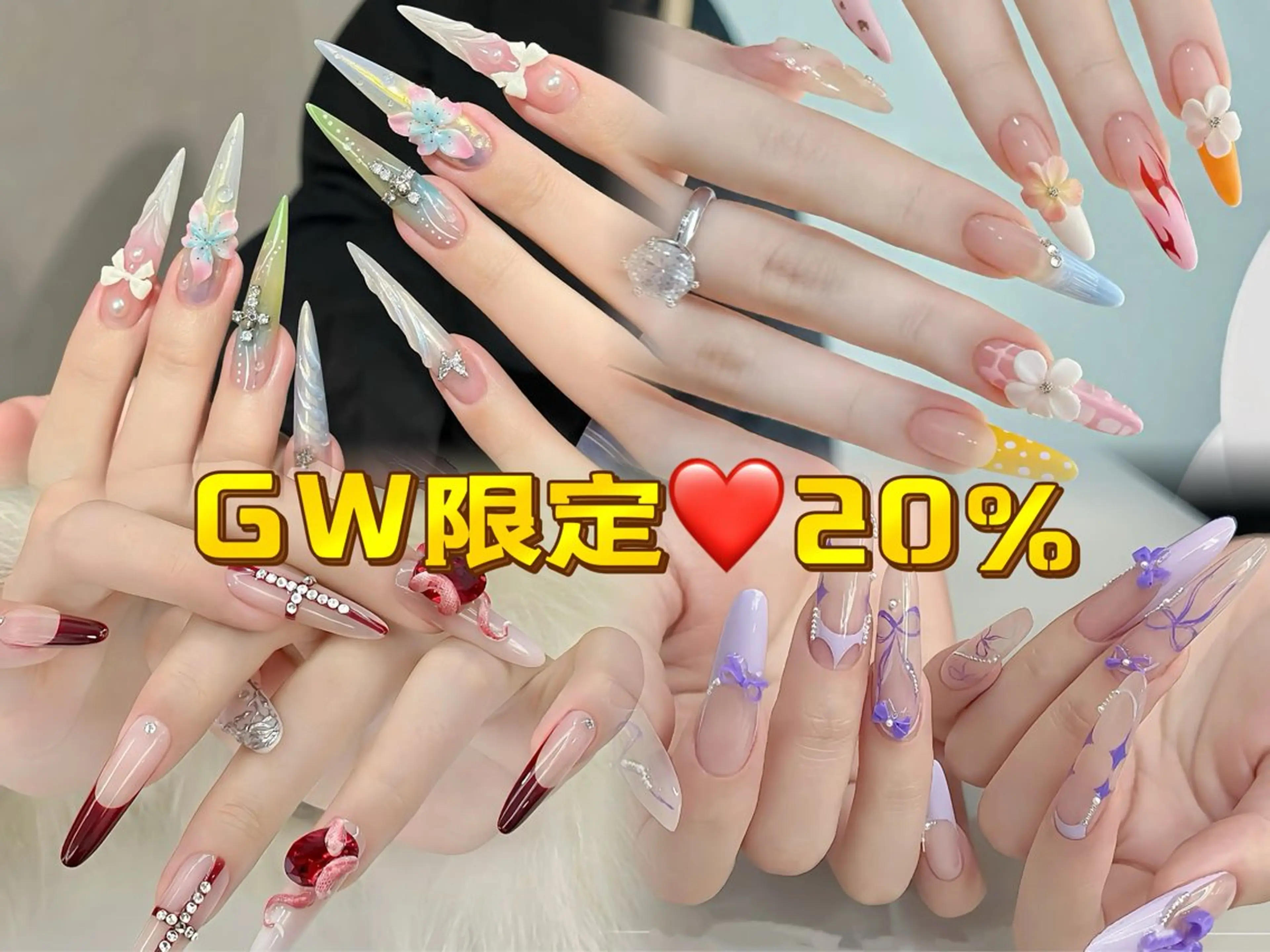 ネイル アートネイル チークネイル 長さ出し フラワーネイル ジェルネイル YK Beauty Salonのマツエク・マツパデザイン