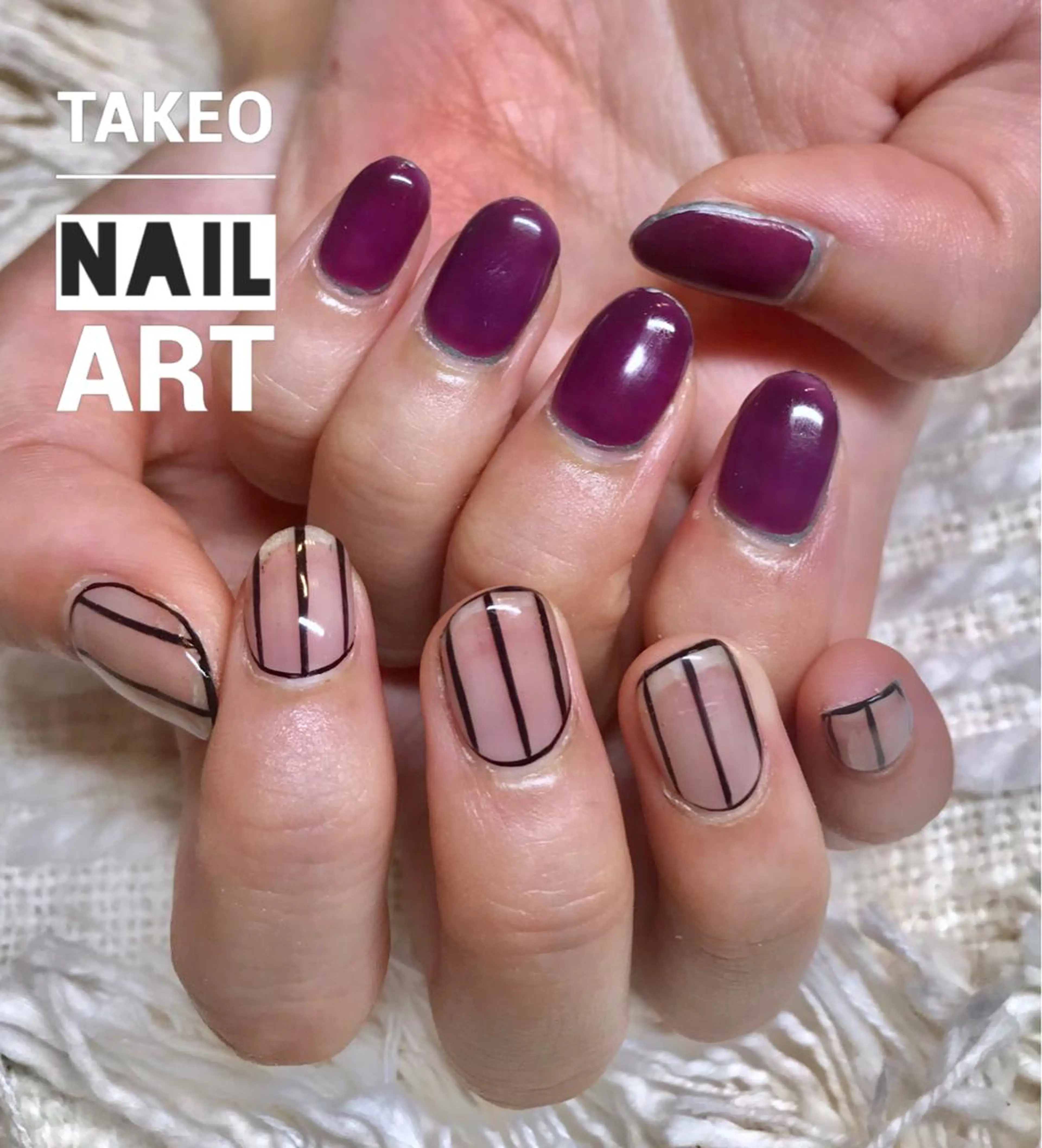 ショート ネイル パープルカラー パープル ハンドネイル ハンドケア nail&eye Aoのマツエク・マツパデザイン