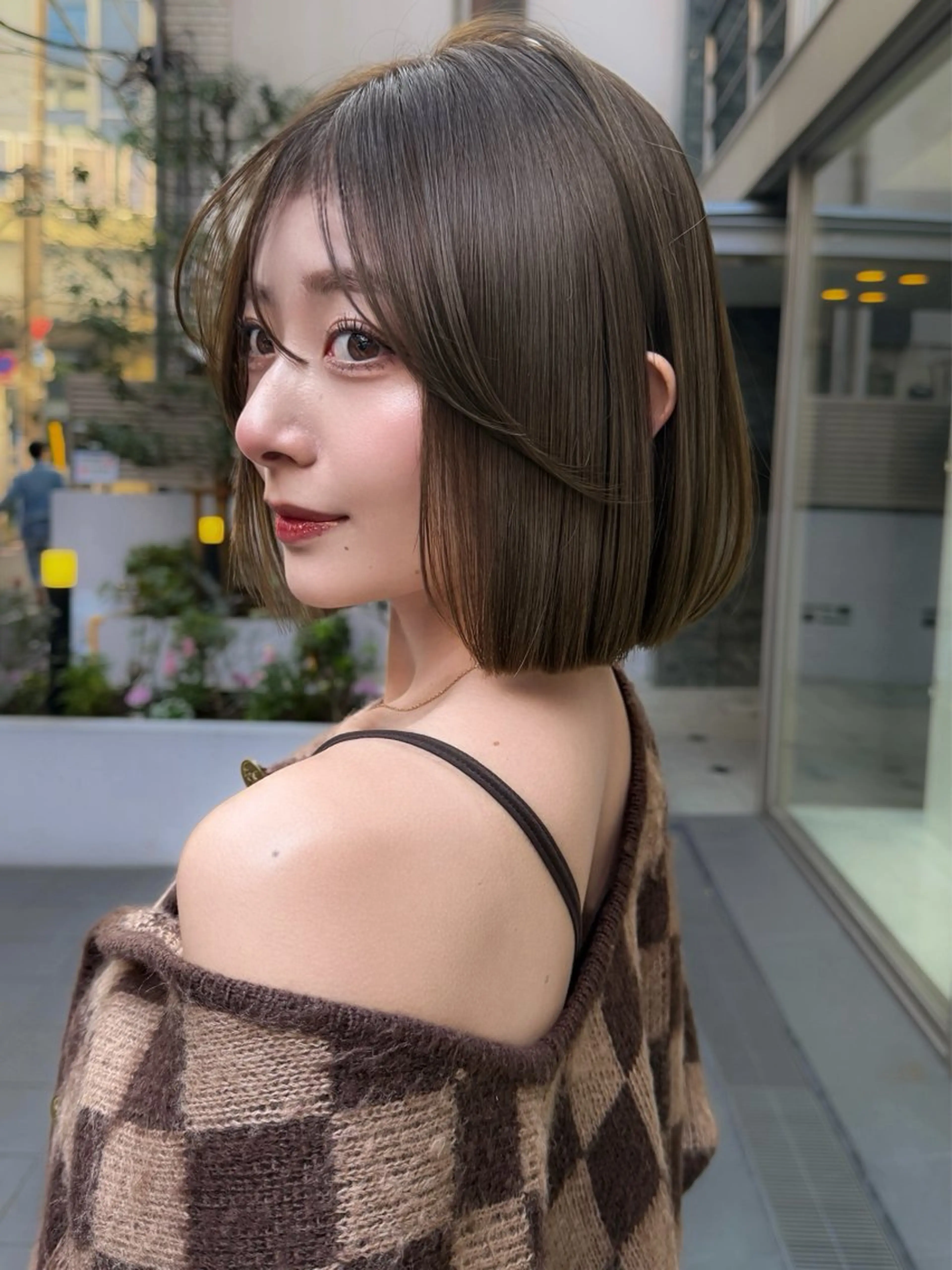 ミディアム カット ヘアカラー トリートメント ボブ/レイヤーカット /表参道 yunaのヘアスタイル