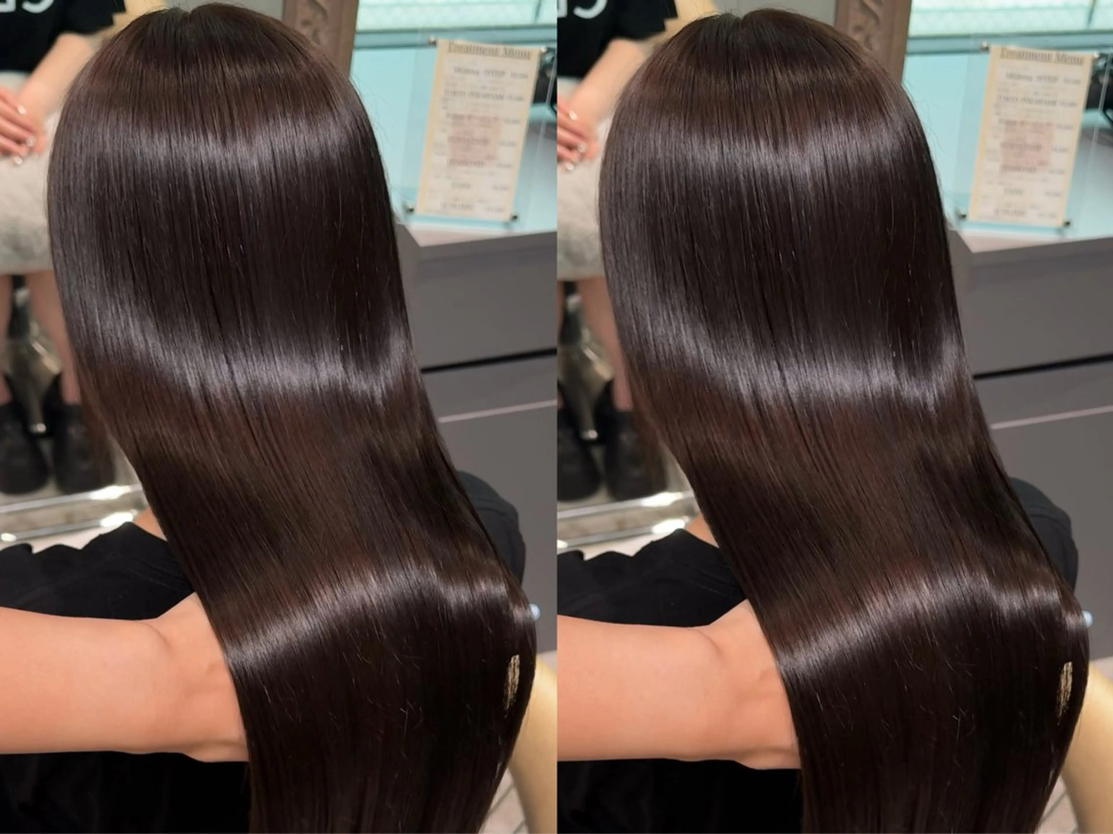 ロング カラー トリートメント ゆらんちょ/ブリーチ 無w/縮毛矯正/暖色のヘアスタイル