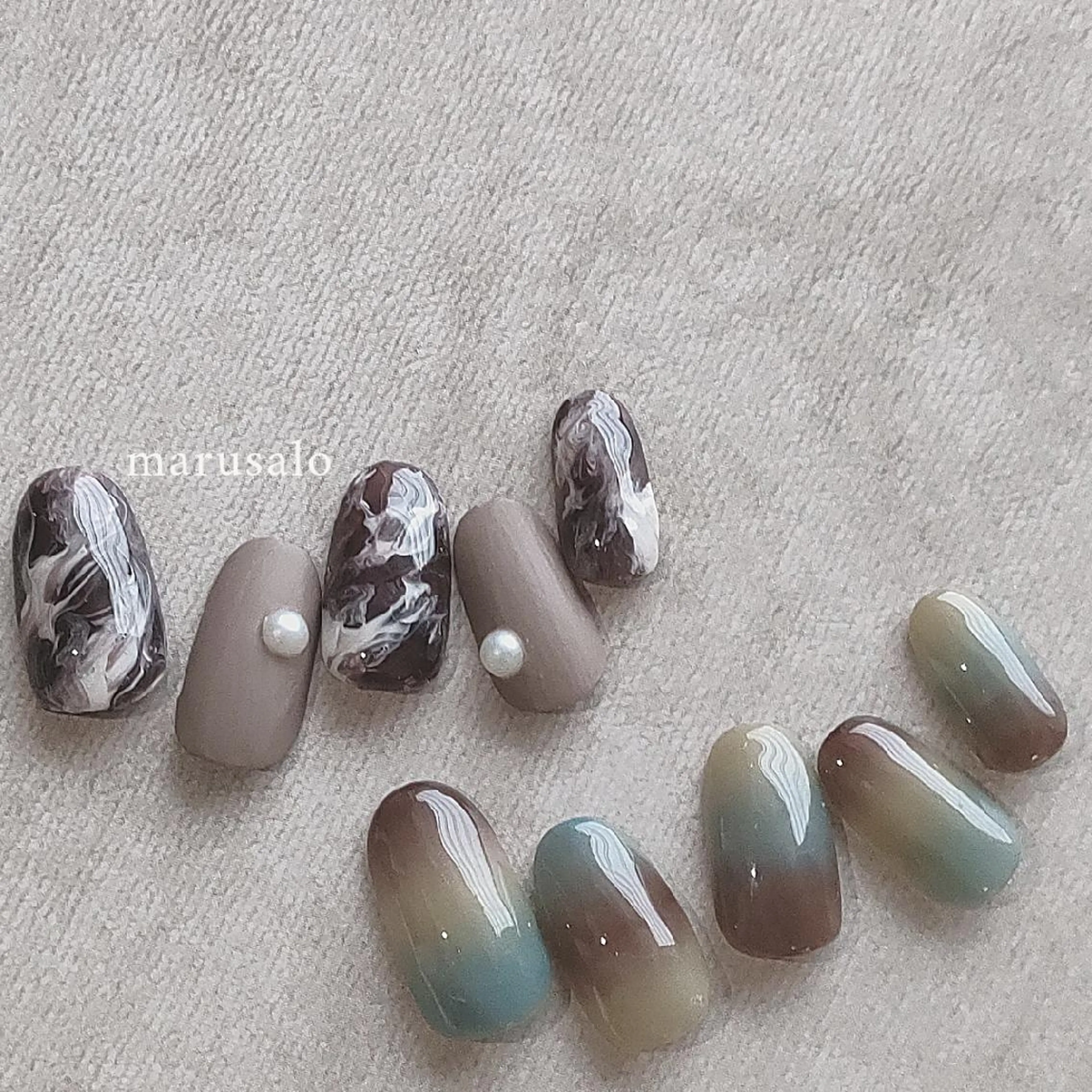 ネイル アートネイル マットネイル ニュアンスネイル バレンタイン 冬ネイル marusalo nailのネイルデザイン