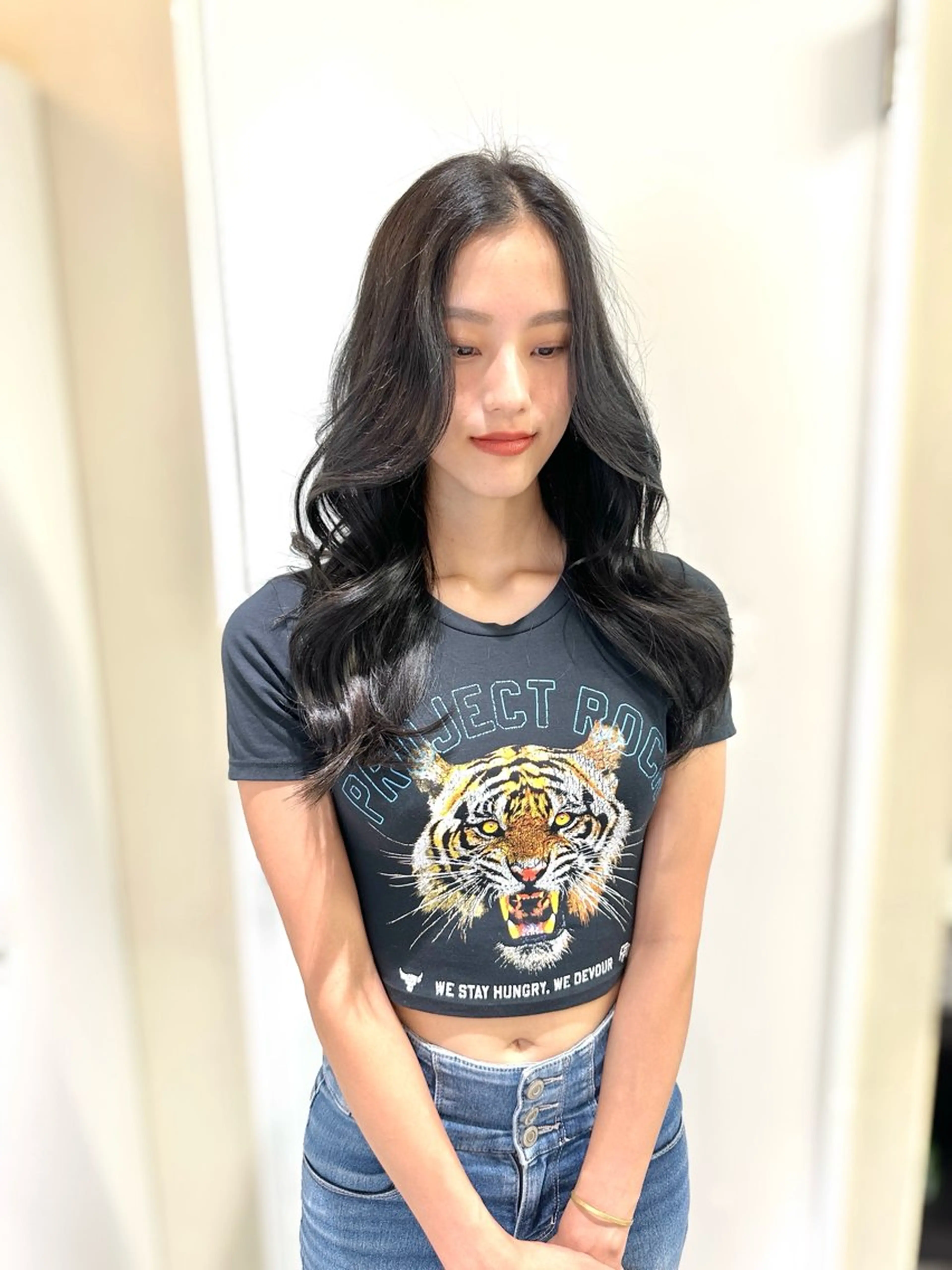 ロング くびれヘア ハイライト 髪質改善 韓国風ヘア レイヤーカット opus 店長大和 レイヤー/赤み消しのヘアスタイル